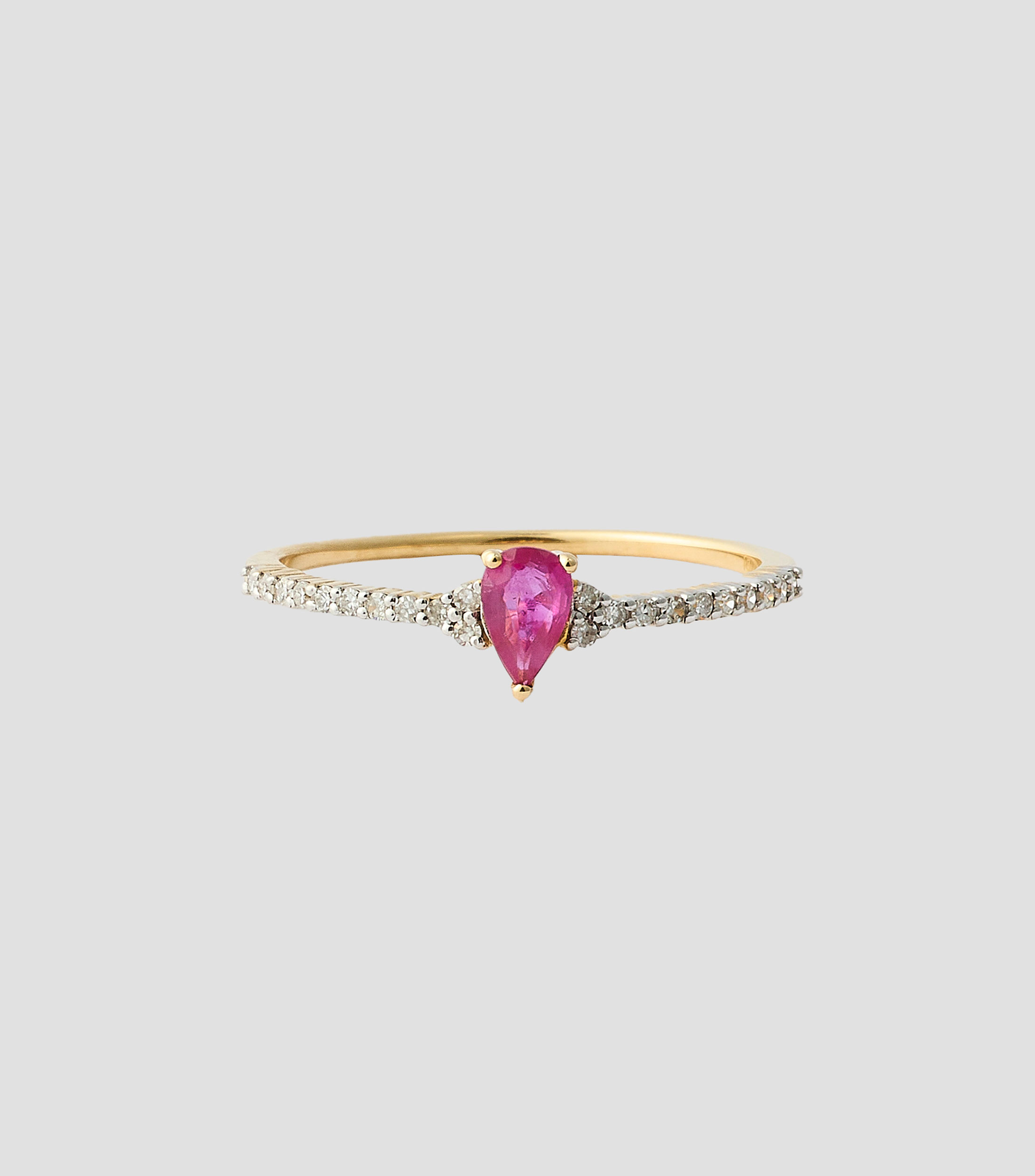 Anillo en Oro de 14 Kilates con Rubí Mujer