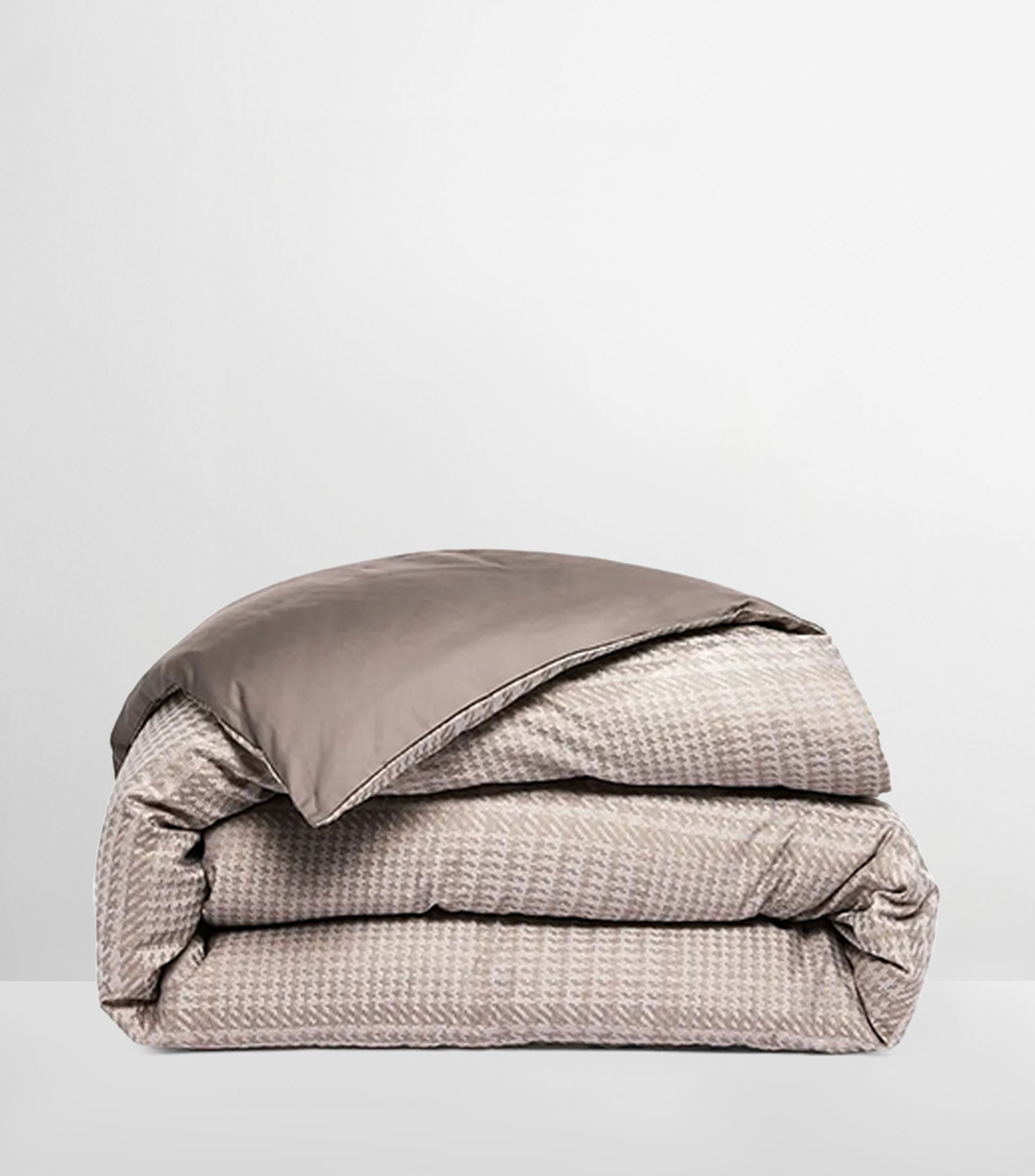 Funda para duvet king size en algodón Pied de Poule Arredo gris con beige