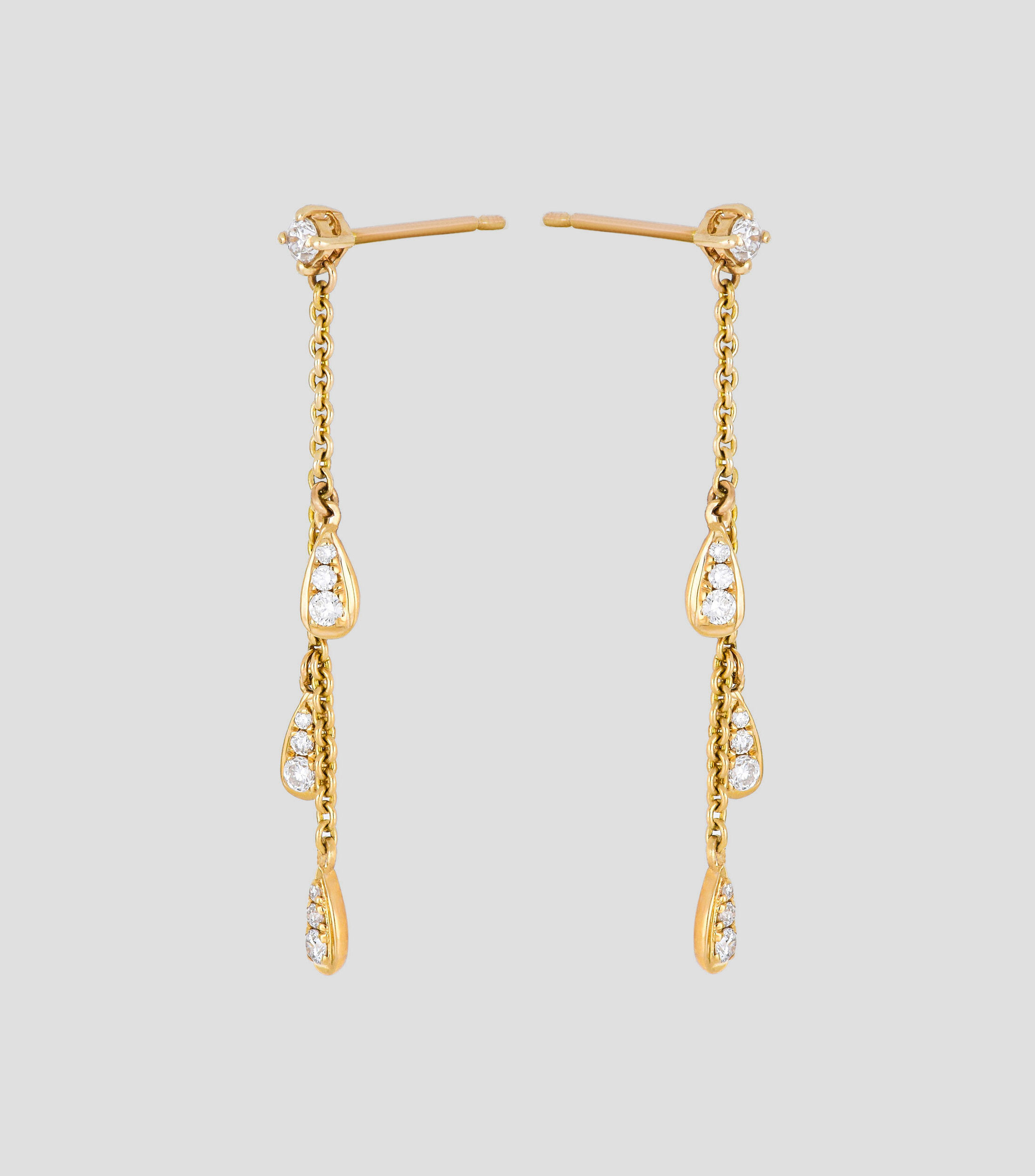 Aretes largos en oro amarillo de 14 Kts Mujer
