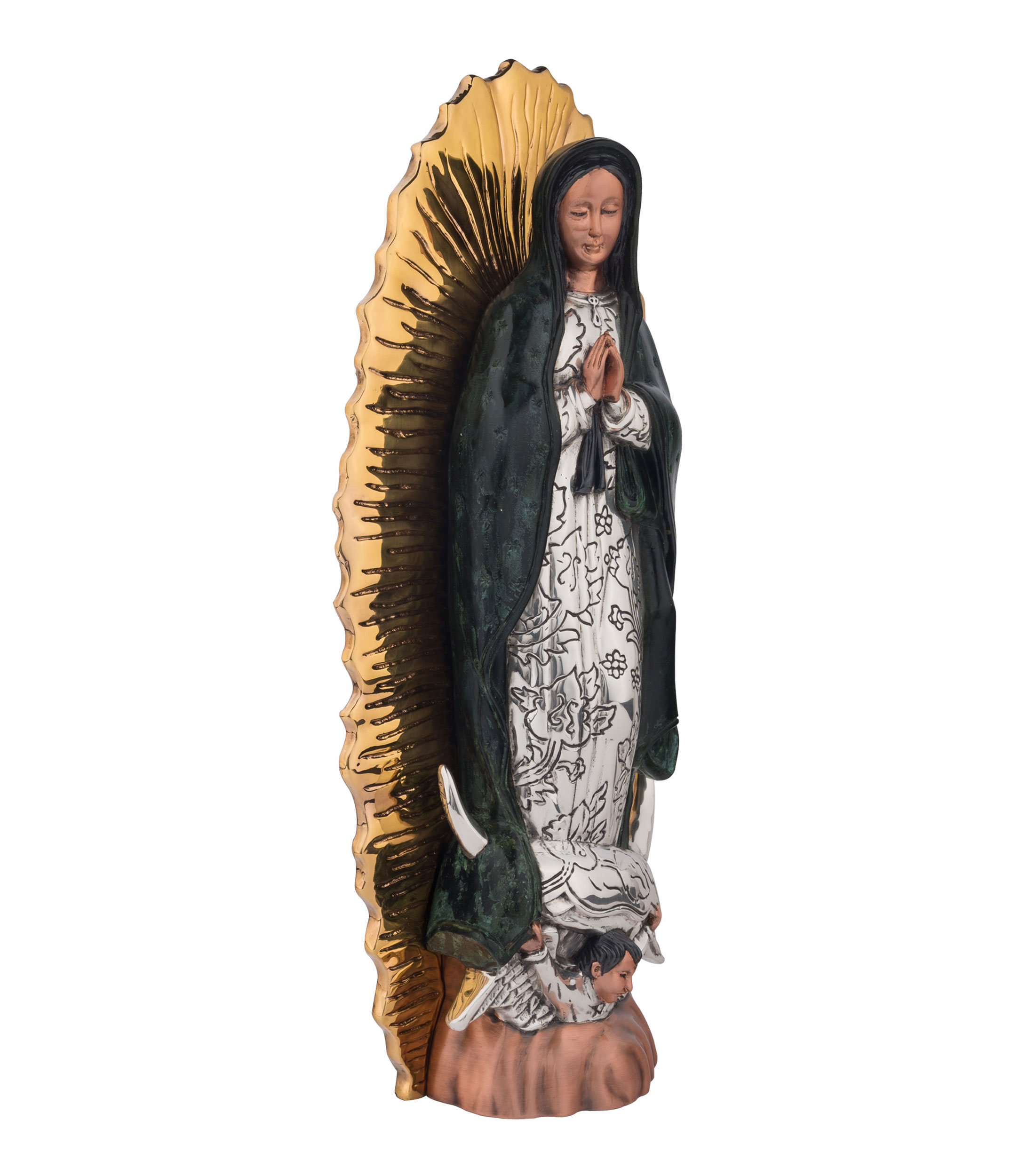 Escultura Virgen de Guadalupe en cobre