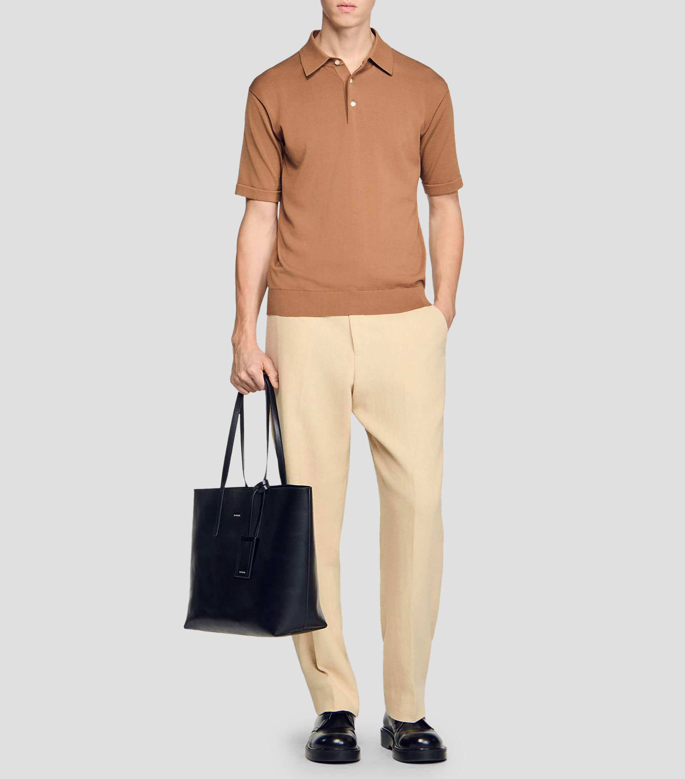 Playera tipo polo manga corta lisa Hombre