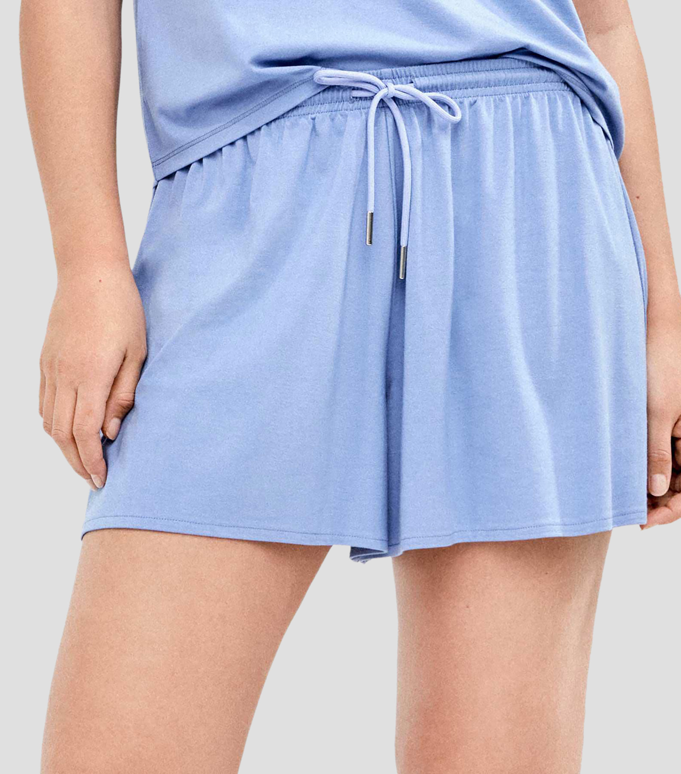 Short pijama sólido con jareta Mujer