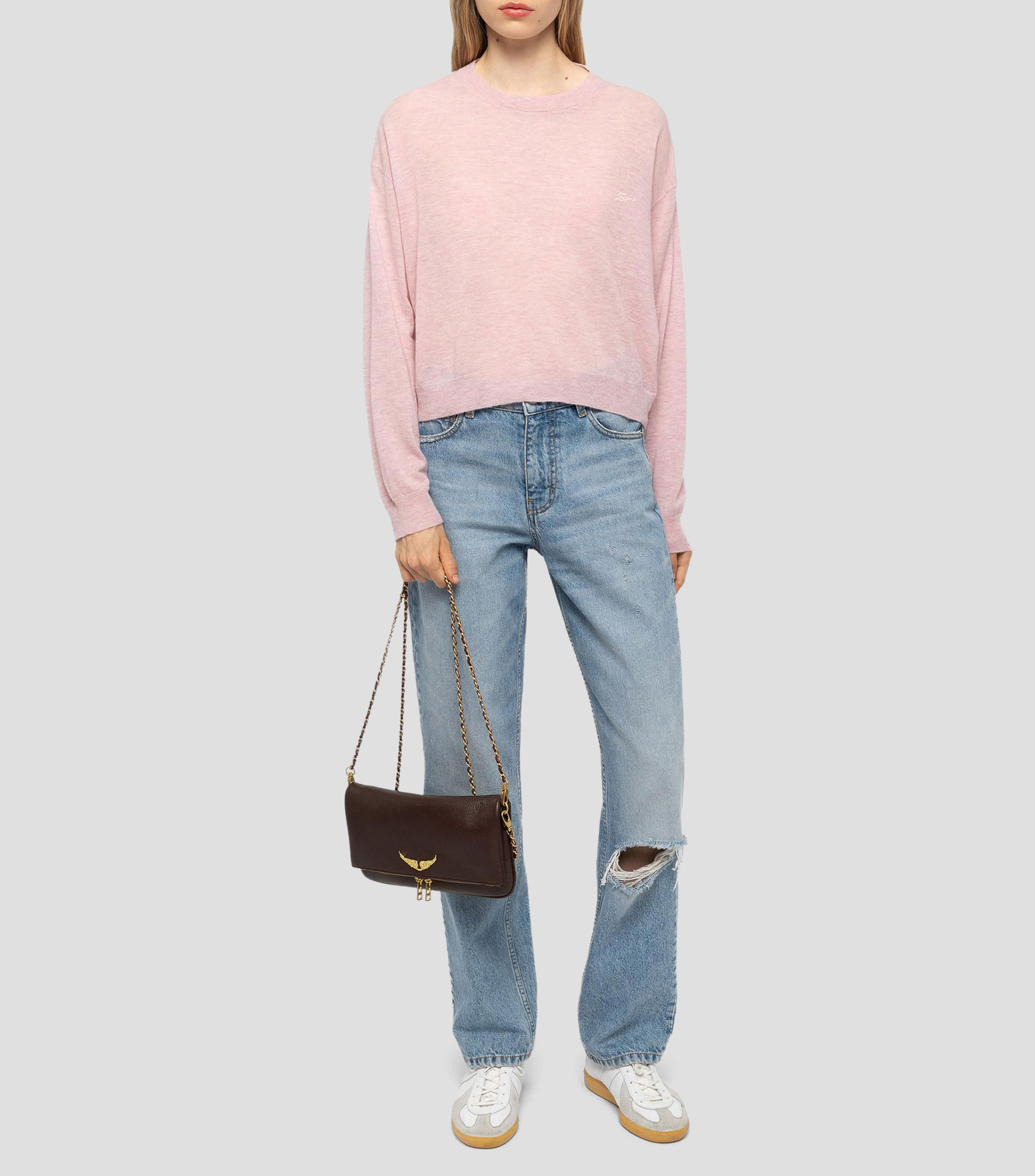 Bolsa Crossbody café en piel Rock lisa Mujer