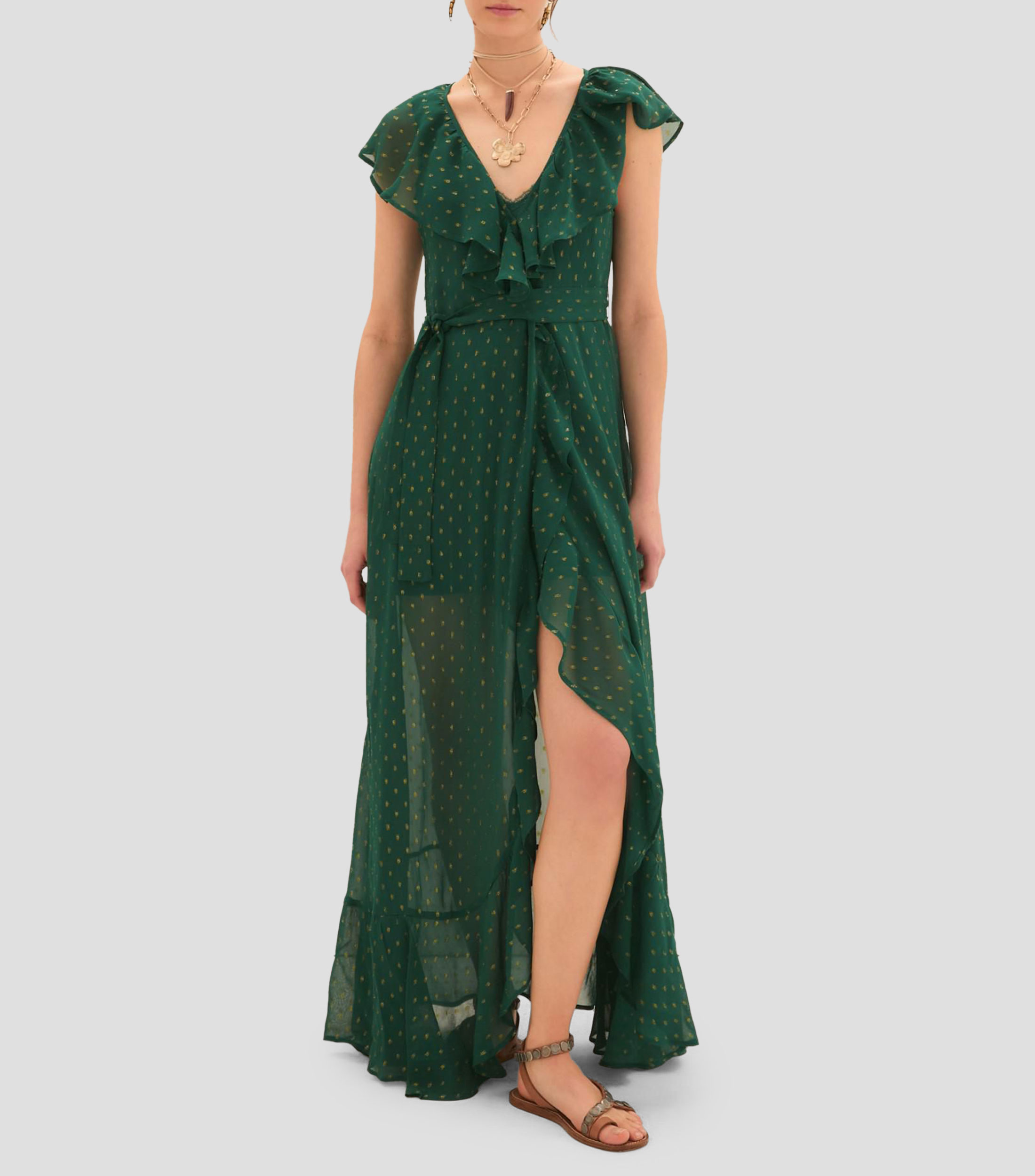 Vestido largo con microdiseño Mujer