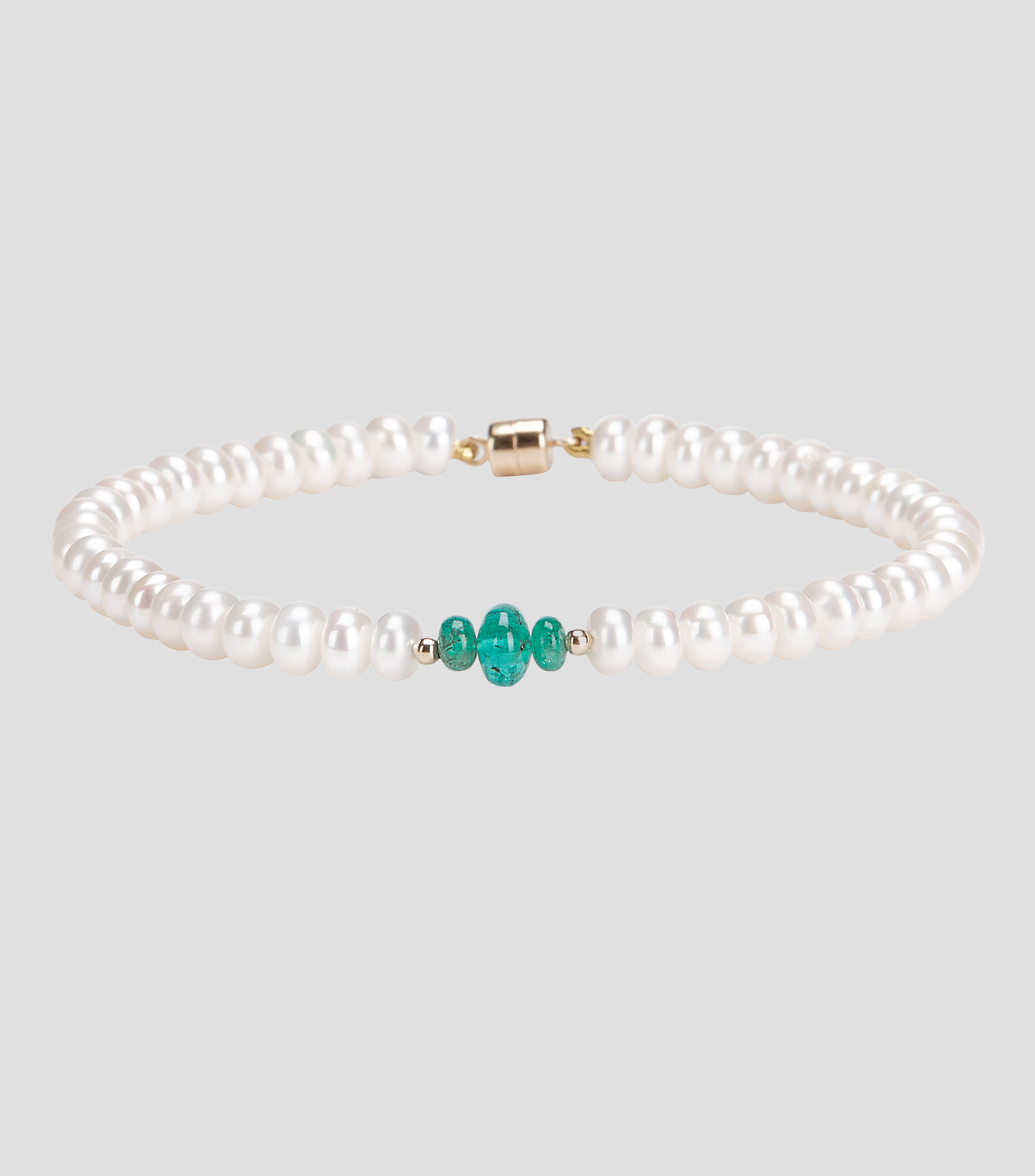 Pulsera con Perlas en Oro de 14 Kilates Mujer