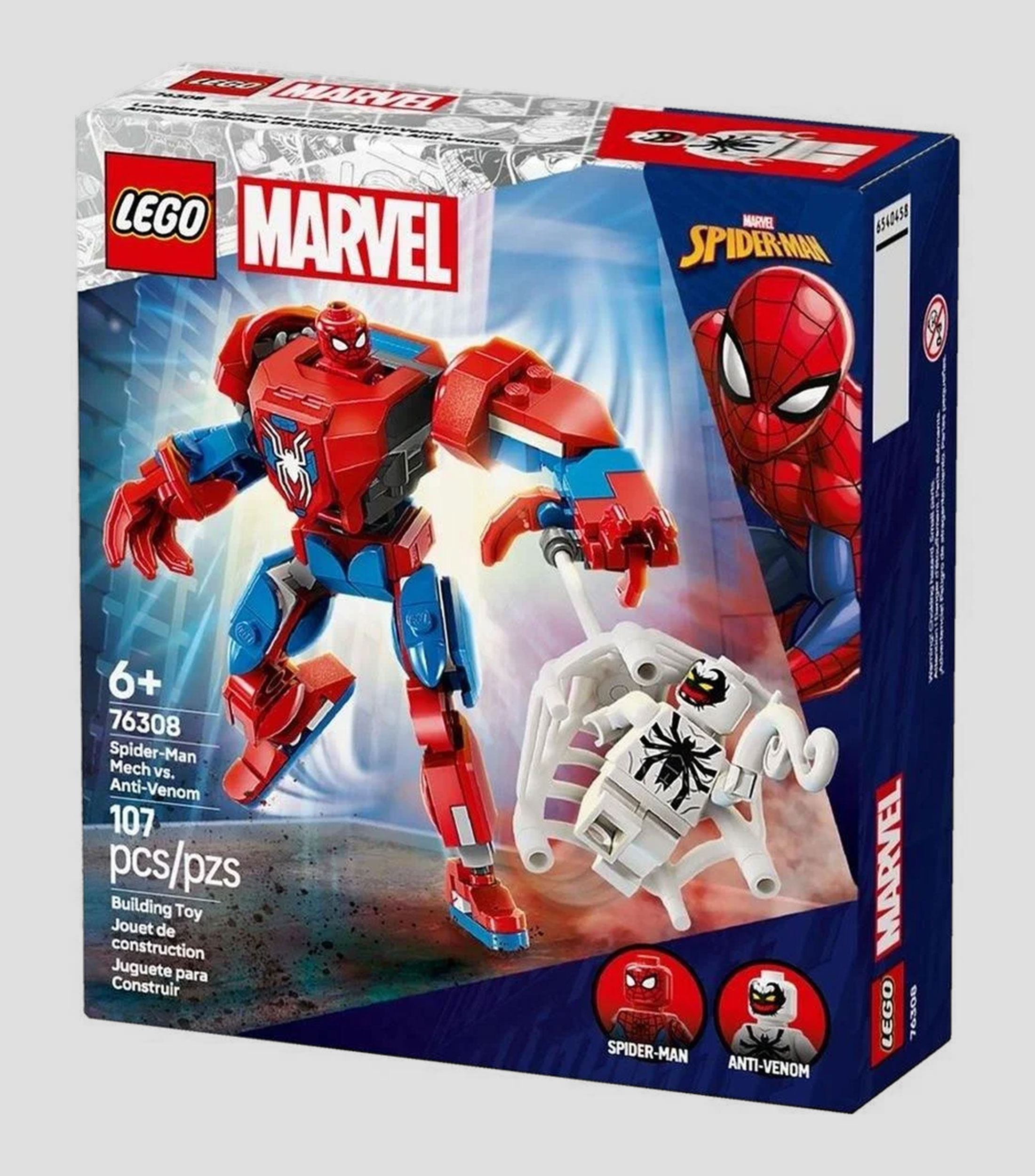Lego Marvel Armadura Robótica de Spiderman vs. AntiVenom 76308