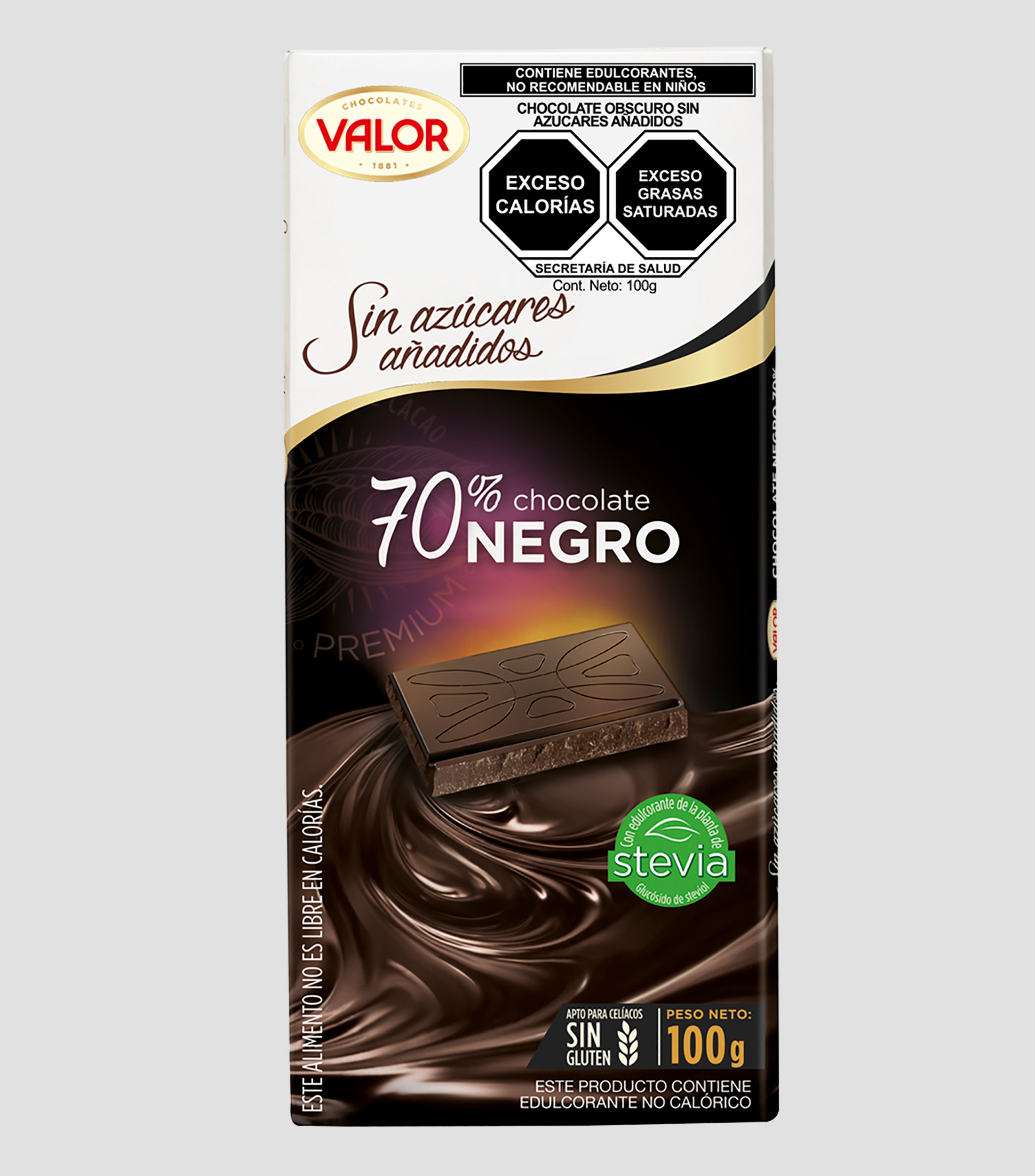 Chocolate Amargo 70 Amargo Puro sin Azucar, 100 g