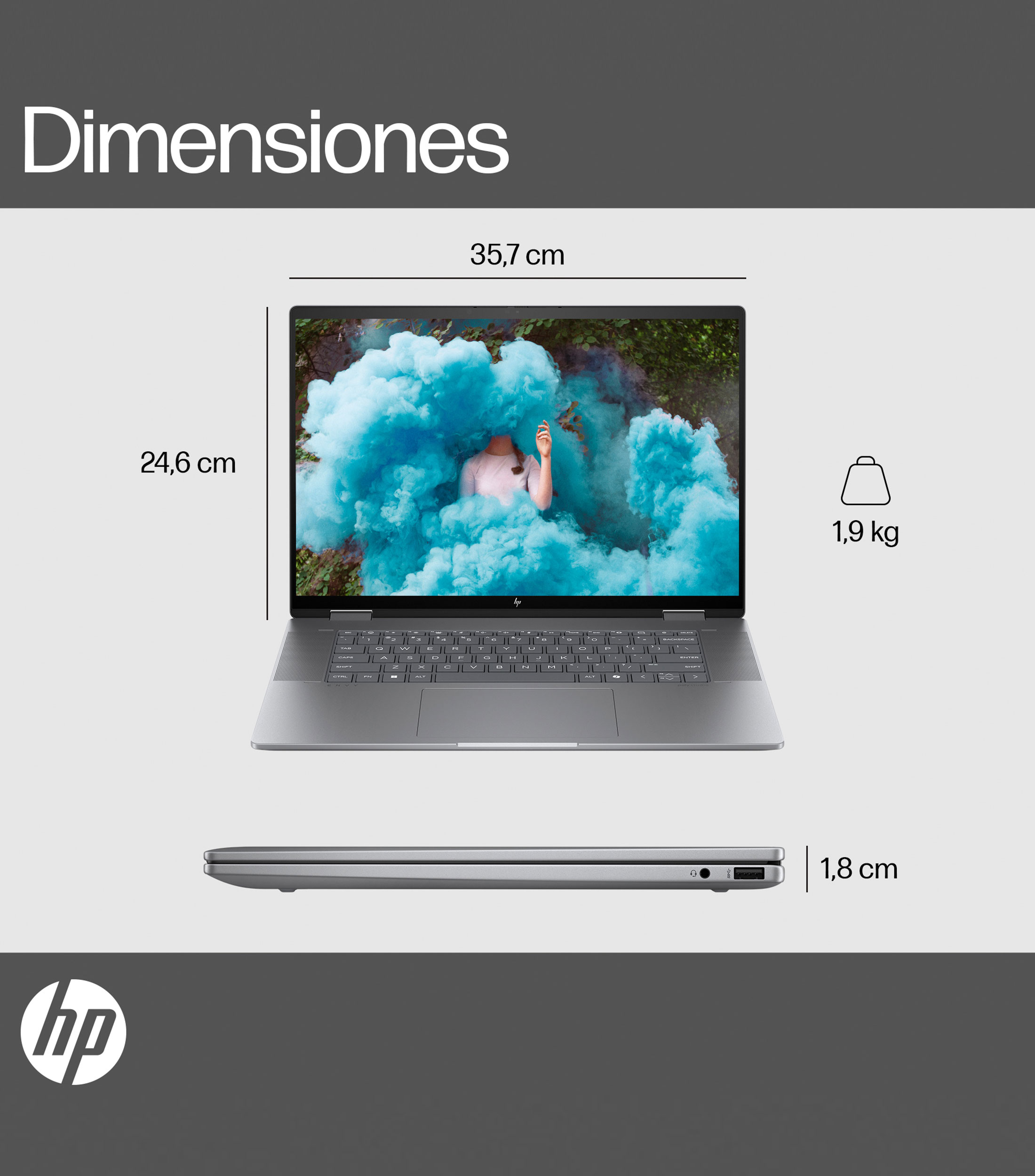 Laptop Envy 16-AD0003LA, 16", AMD Ryzen 7, RAM 16 GB, 1 TB SSD