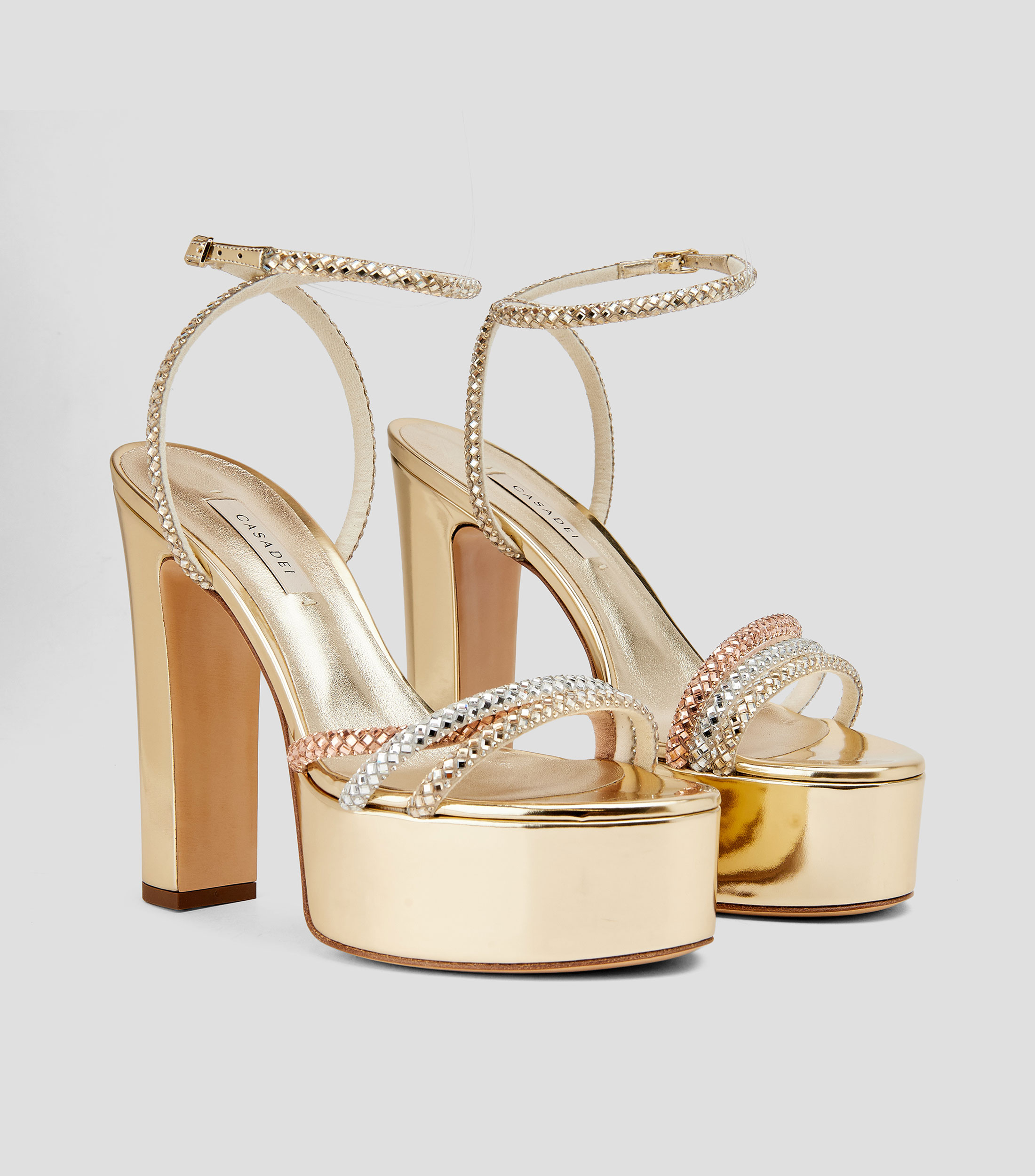 Sandalias con tacón alto cuadrado Mujer