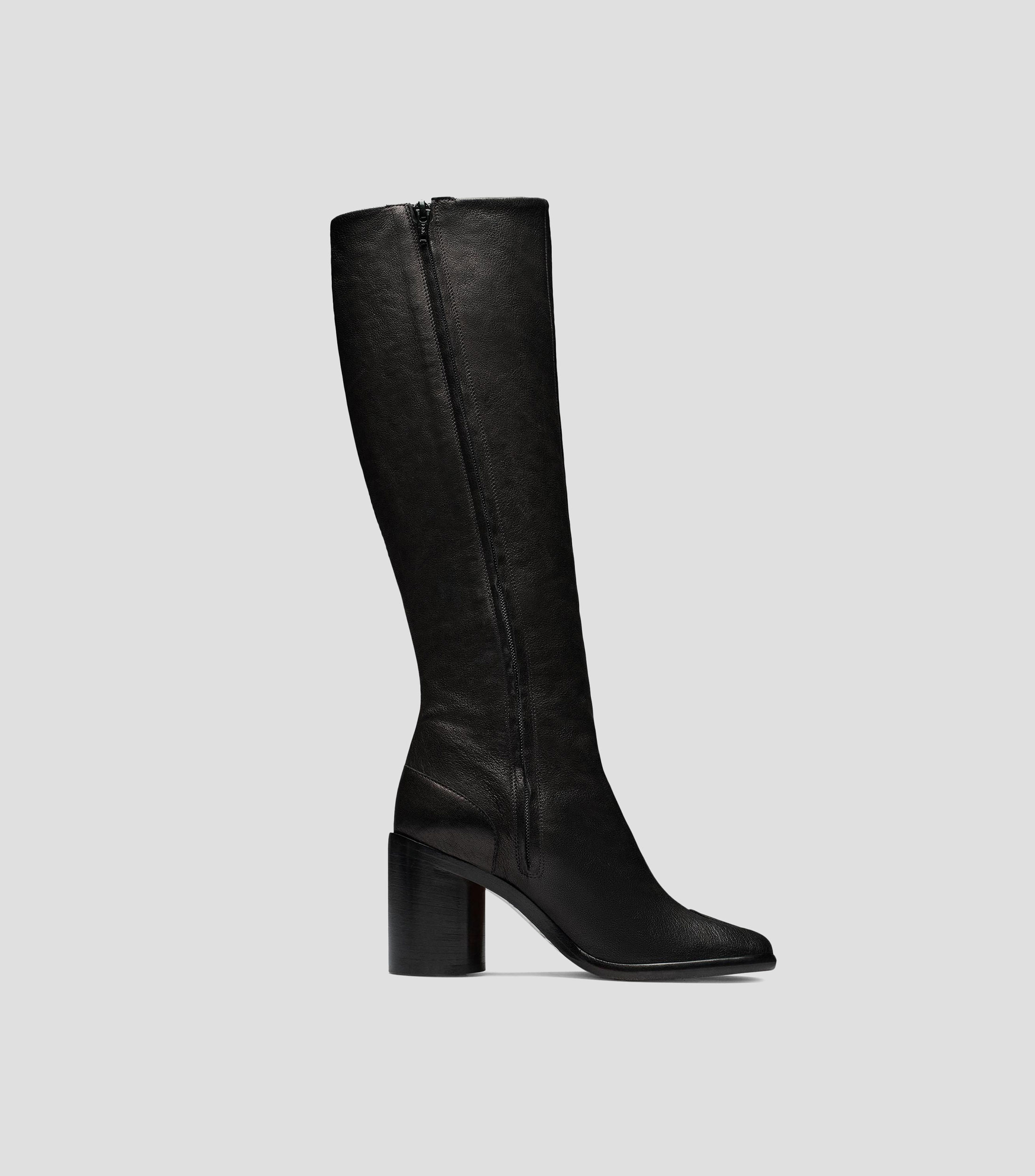 Botas largas Tabi en piel con tacón alto y ancho Mujer