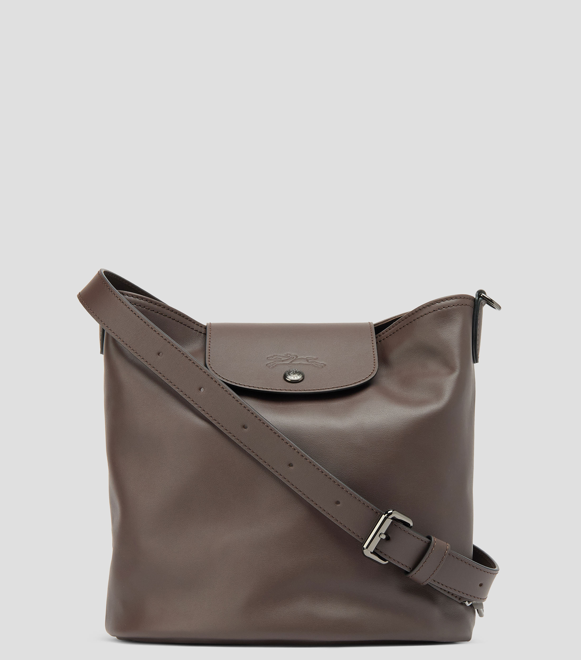 Bolsa shoulder café obscuro en piel Le Pliage Xtra lisa Mujer