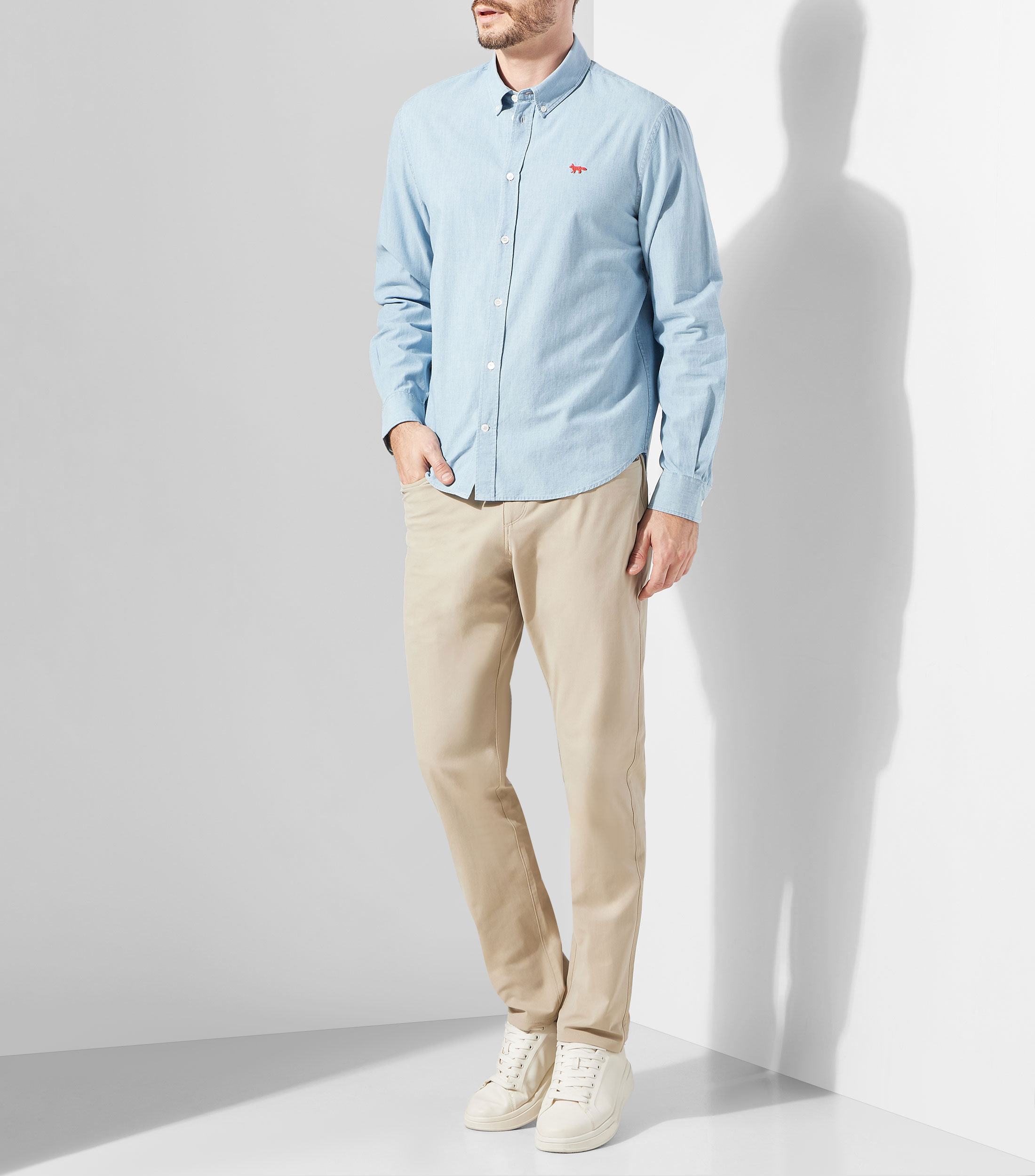 Camisa lisa manga larga Hombre