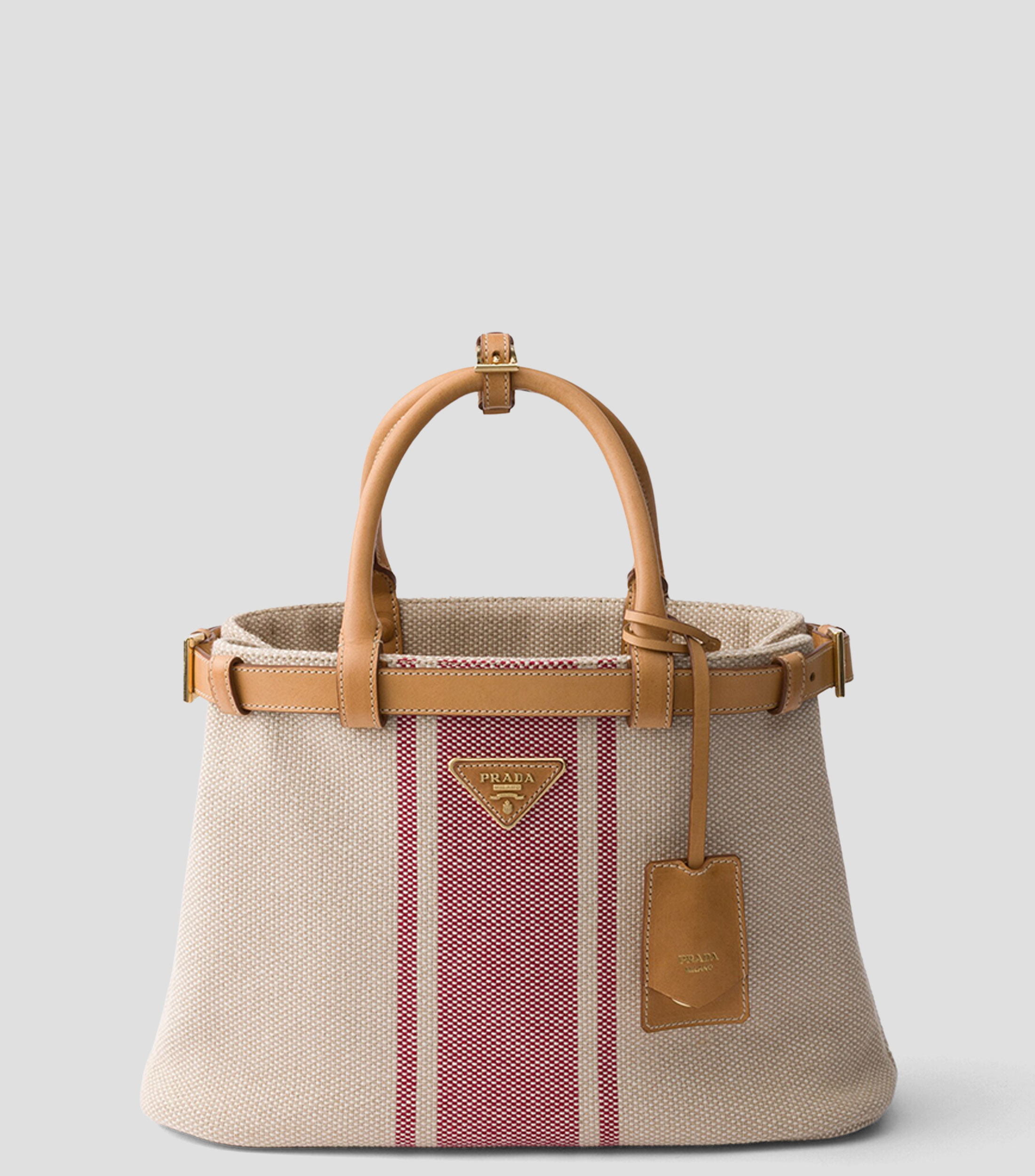 Bolsa Satchel Beige Buckle con Detalles en Piel, Mujer