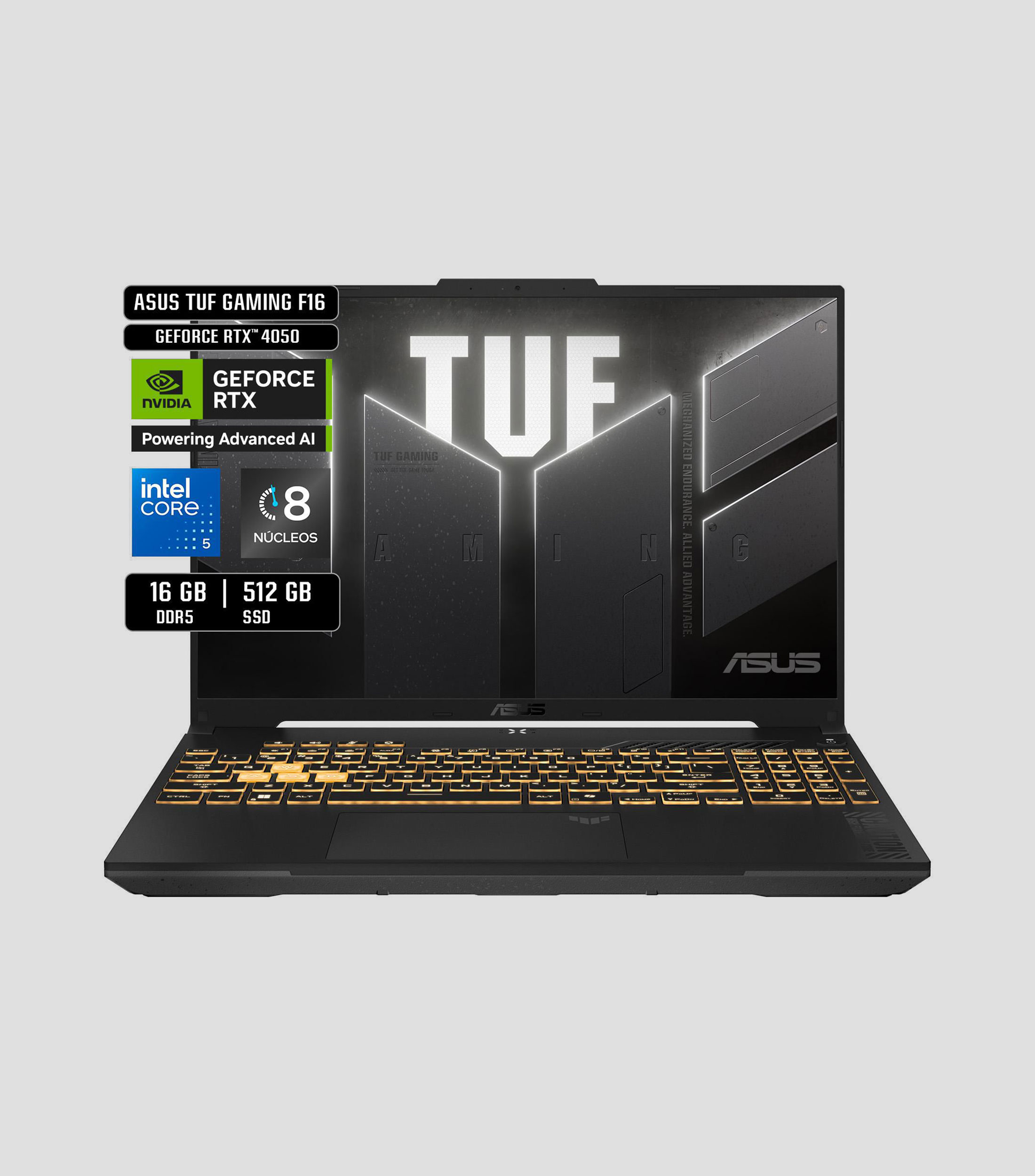 Laptop Gaming TUF F16, 16", Nvidia RTX 4050, Intel Core 5, RAM 16 GB DDR5, SSD 512 GB