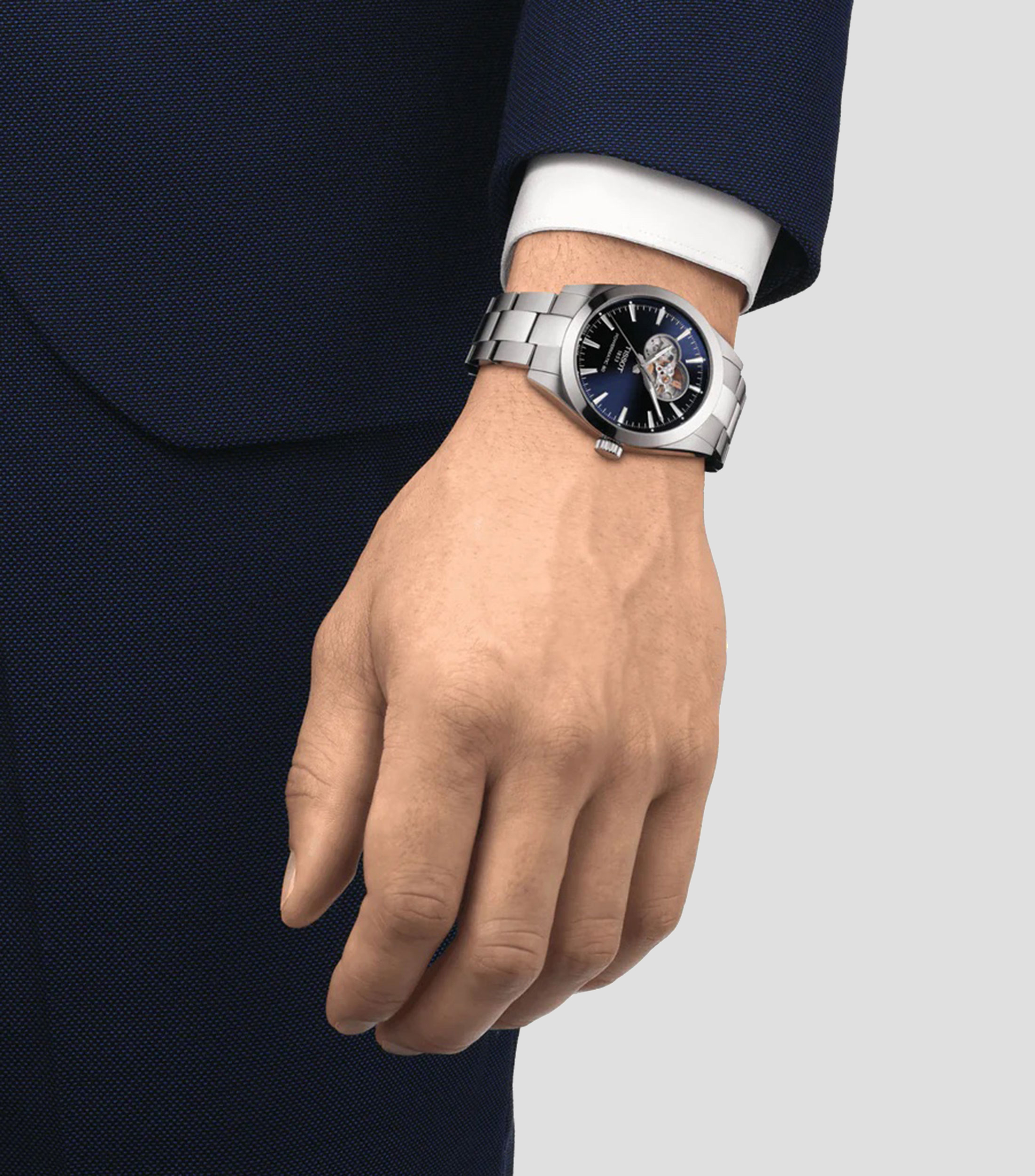 Reloj para hombre Powermatic Open Heart casual Plateado