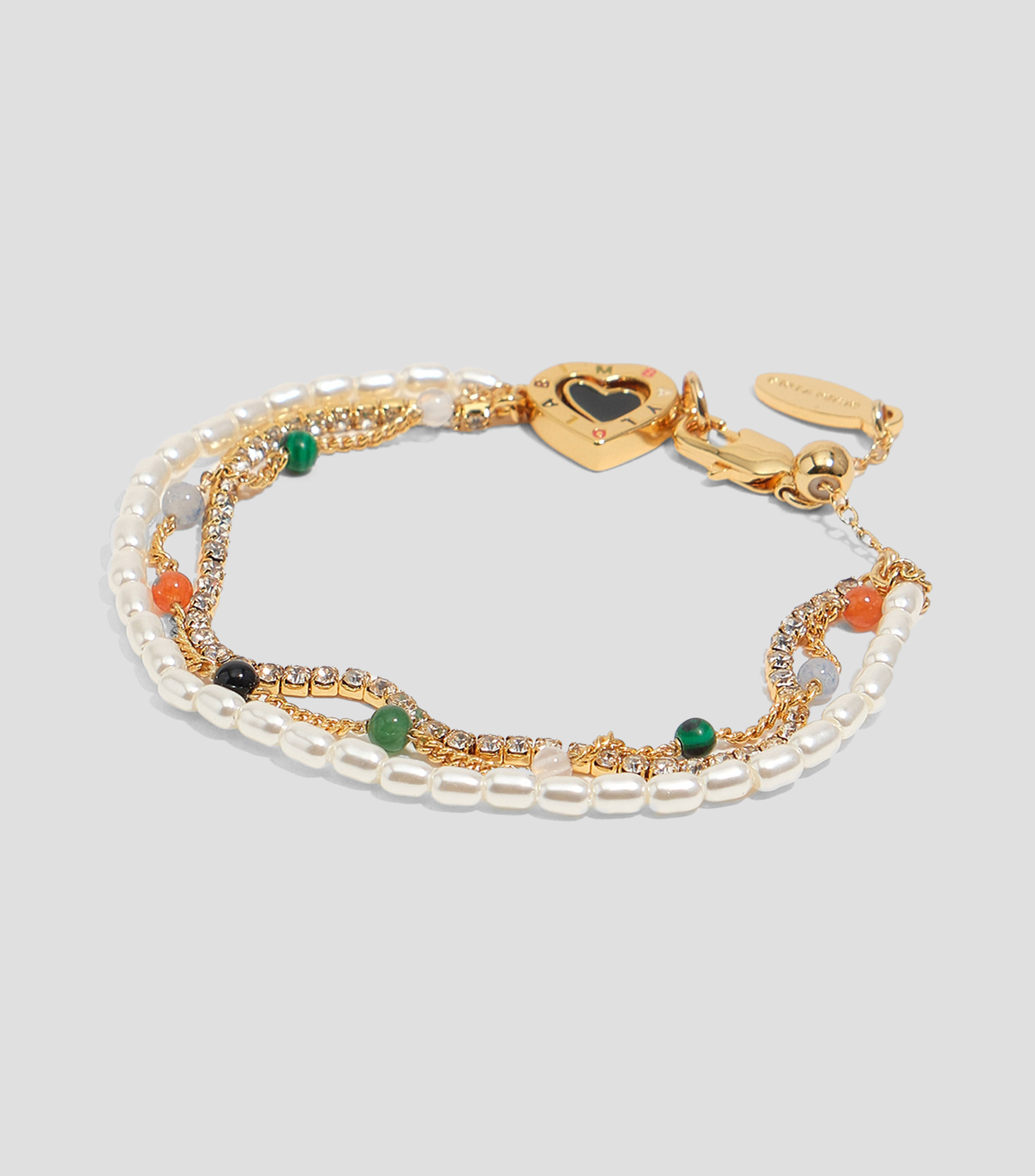 Pulsera triple logo corazón dorada Mujer