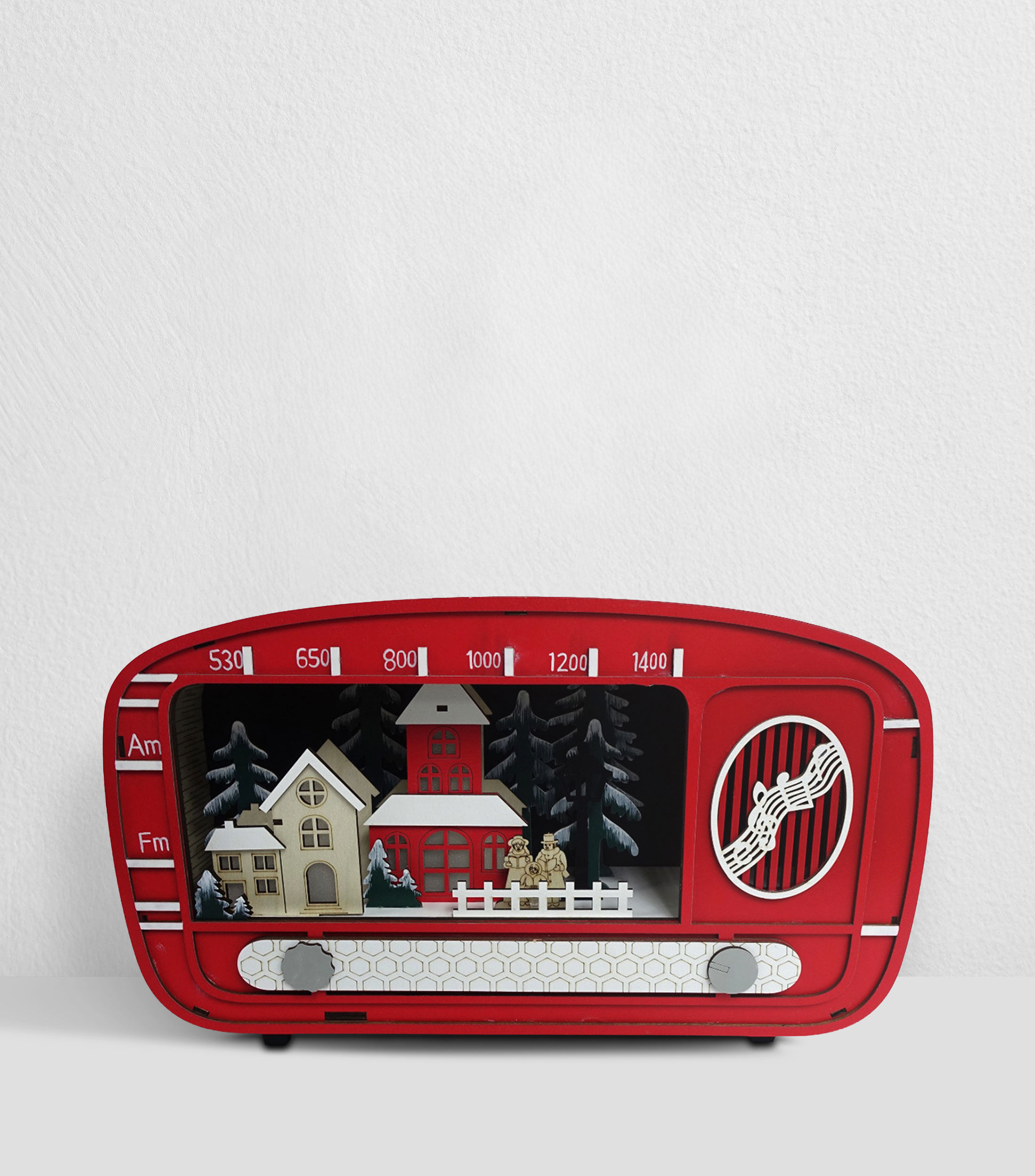 Figura decorativa Navideña Villa Radio con luz