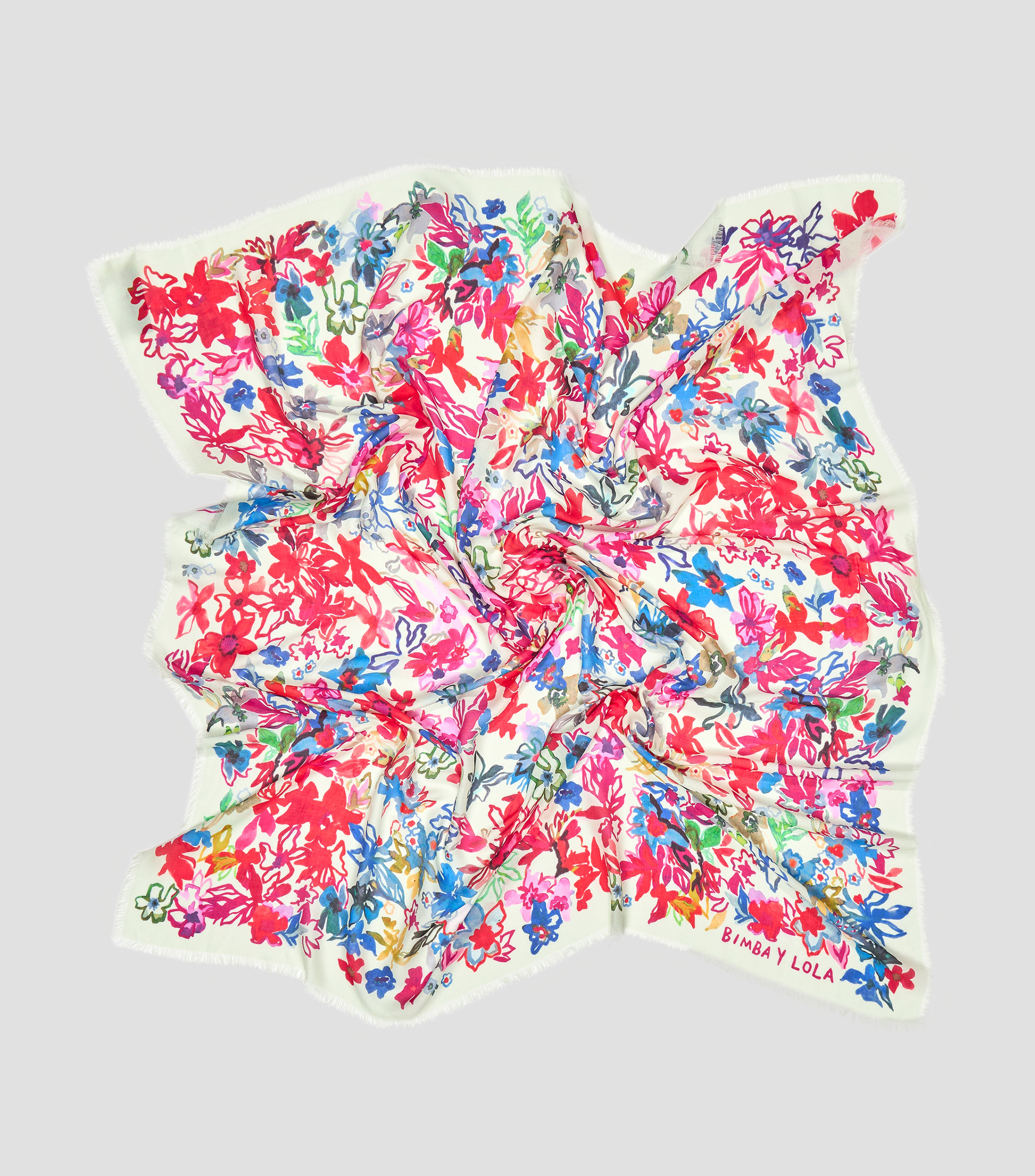 Pañuelo flores acuarela lima Mujer