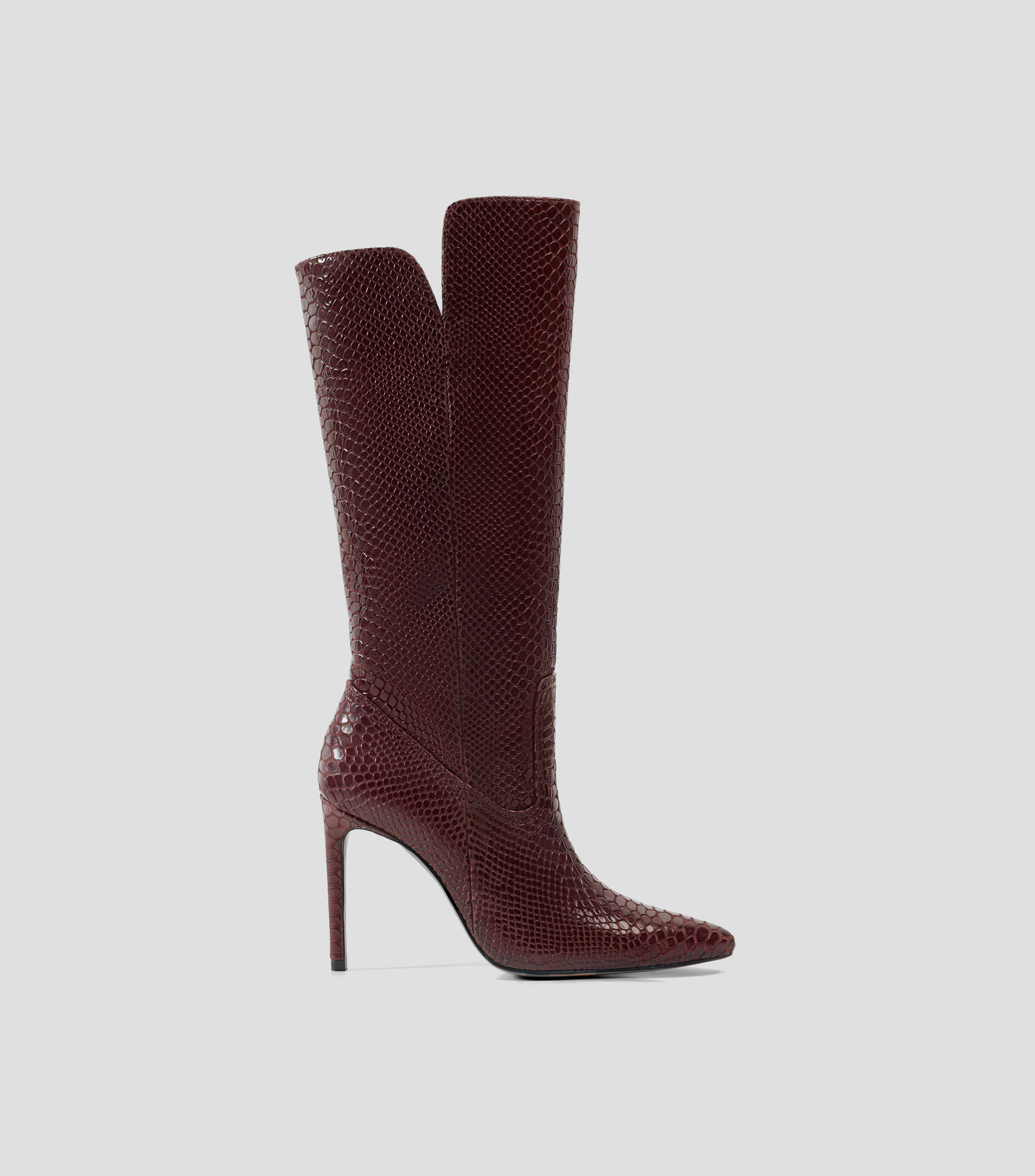 Botas casuales largas en piel con tacón alto delgado Mujer