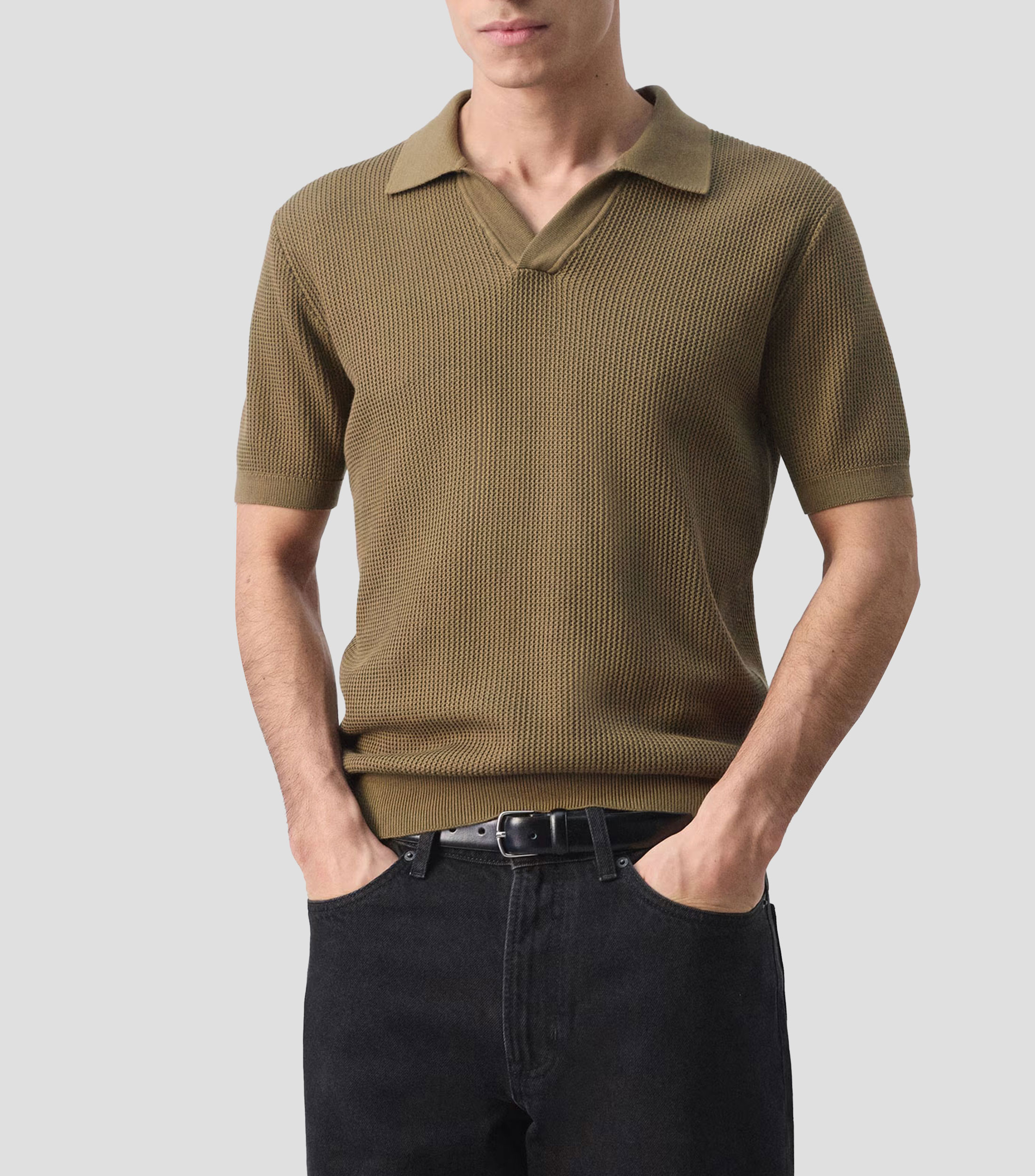 Playera tipo polo manga corta lisa Hombre