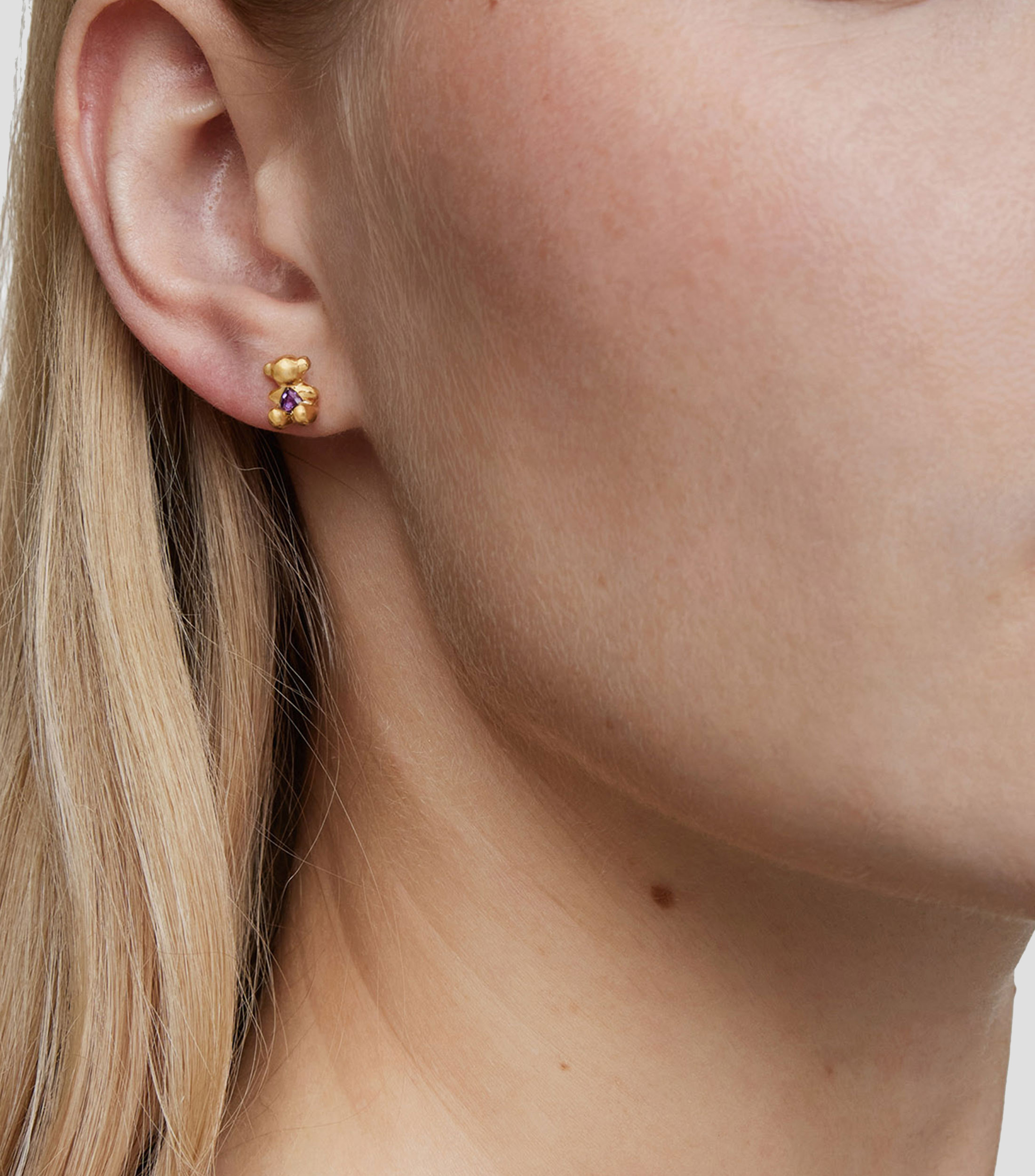 Aretes oso con amatista Mujer
