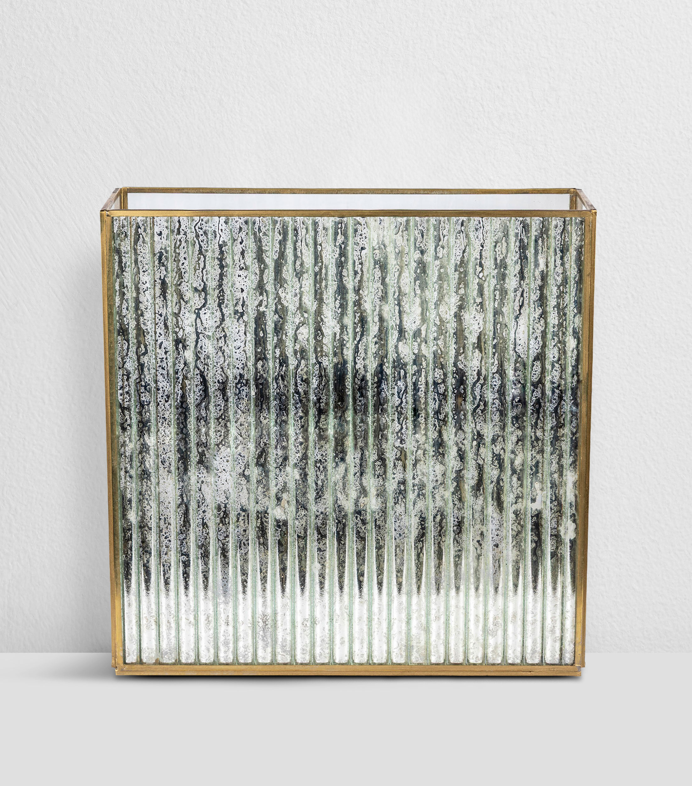 Portavelas Cube Brass Antik en Vidrio y Metal