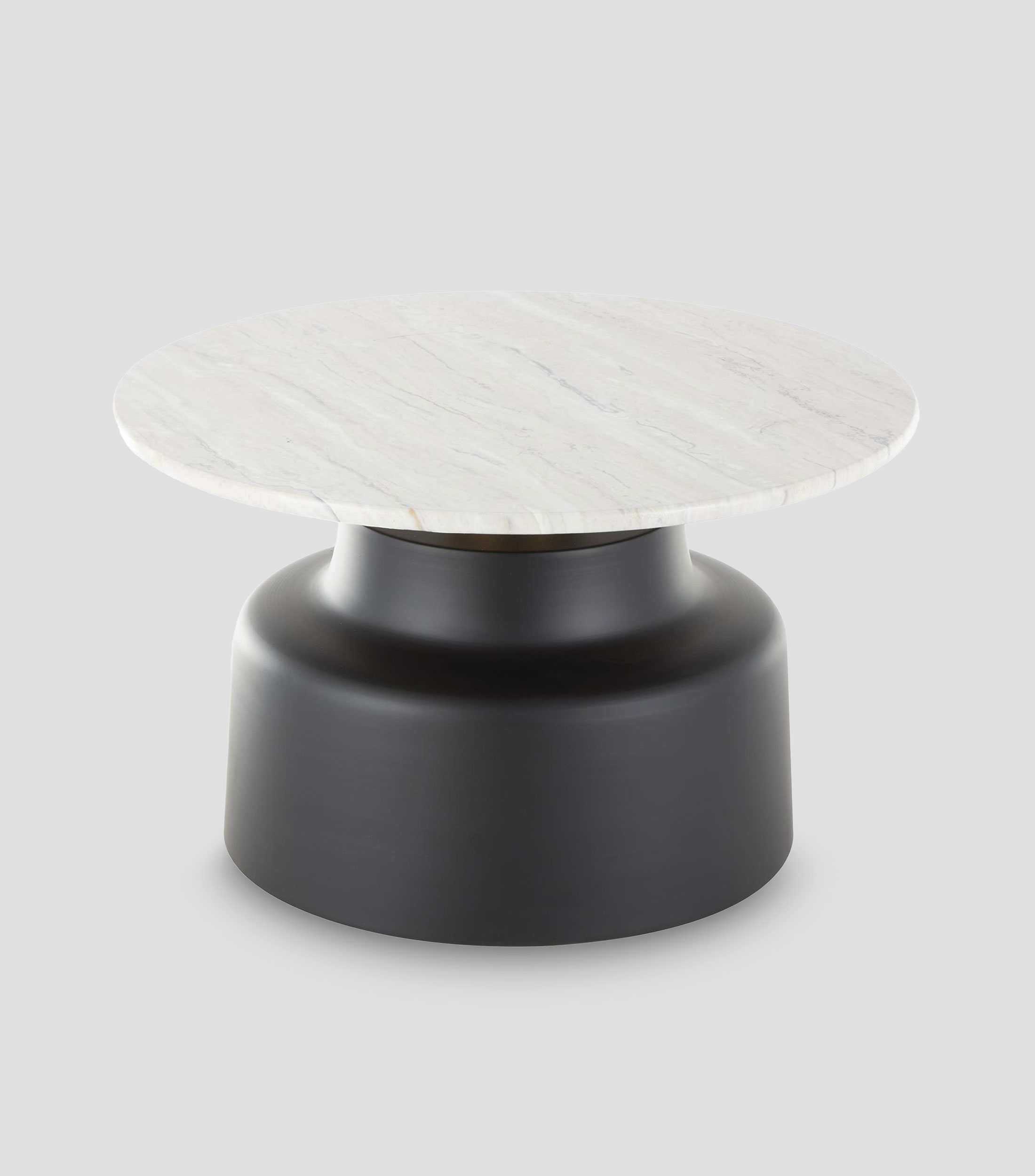 Mesa de centro en metal y mármol sintético negro con blanco