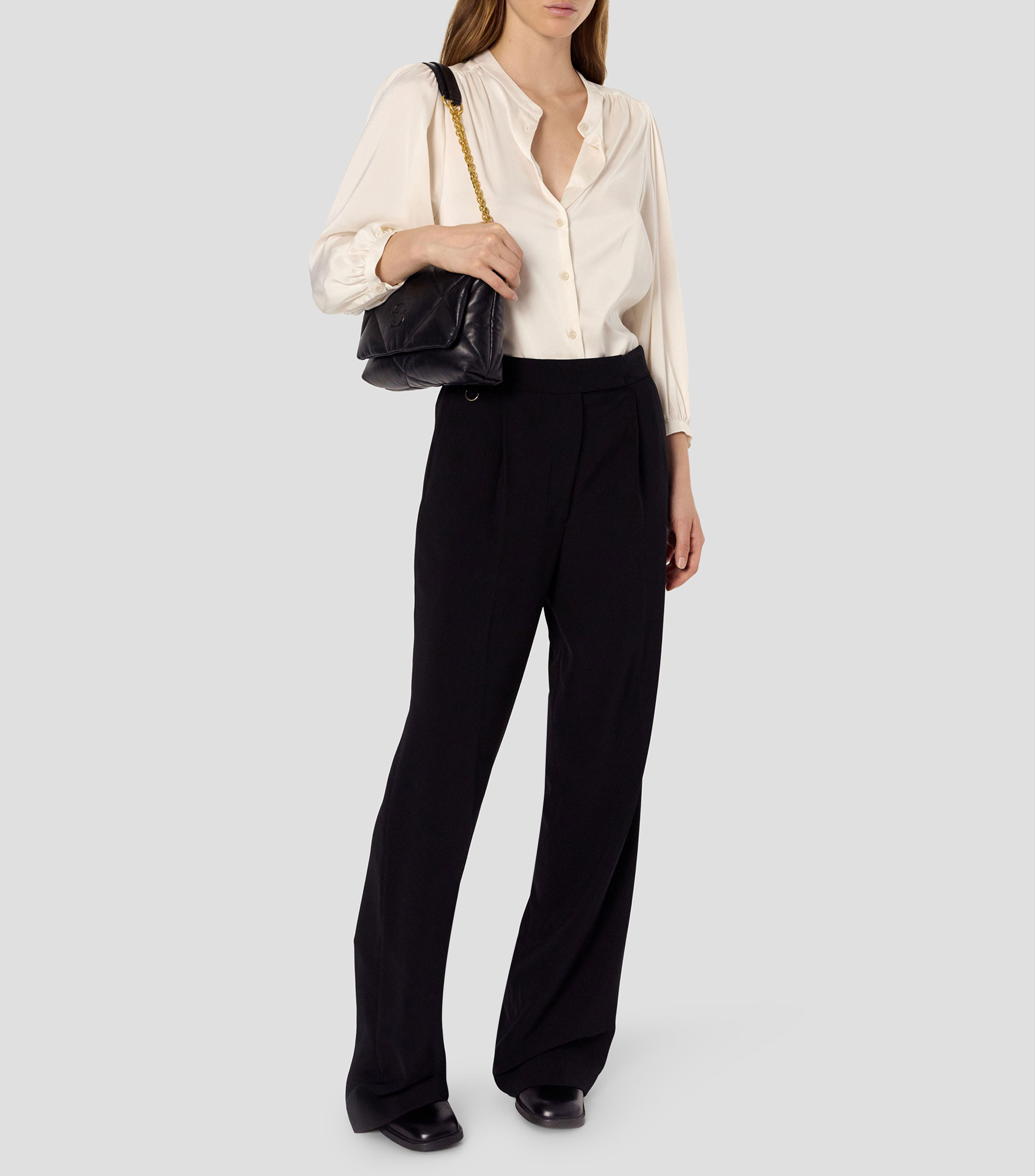 Blusa satinada manga 7/8 Mujer