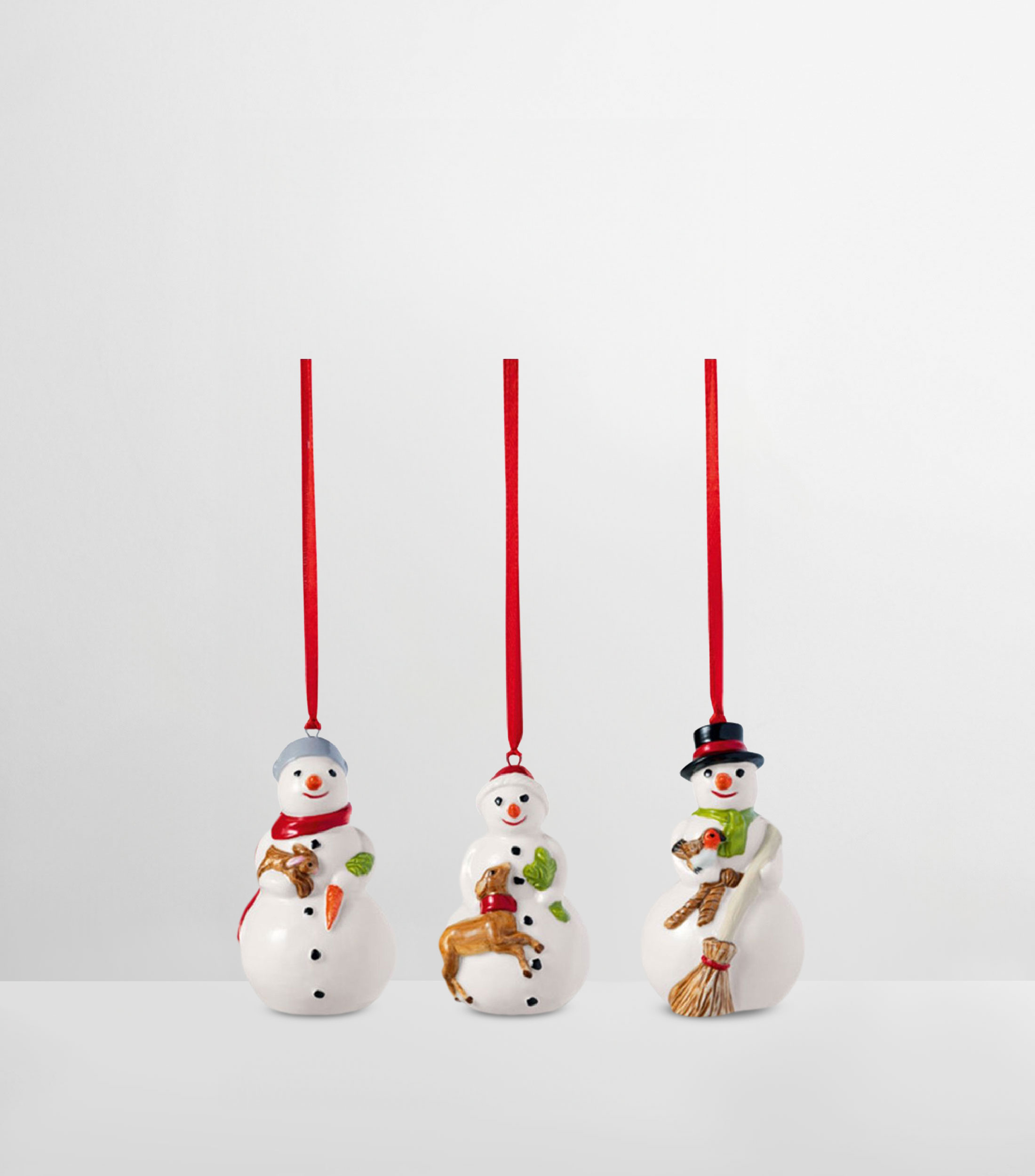 Set 3 Ornamentos de Munecos de Nieve Nostalgic en Porcelana