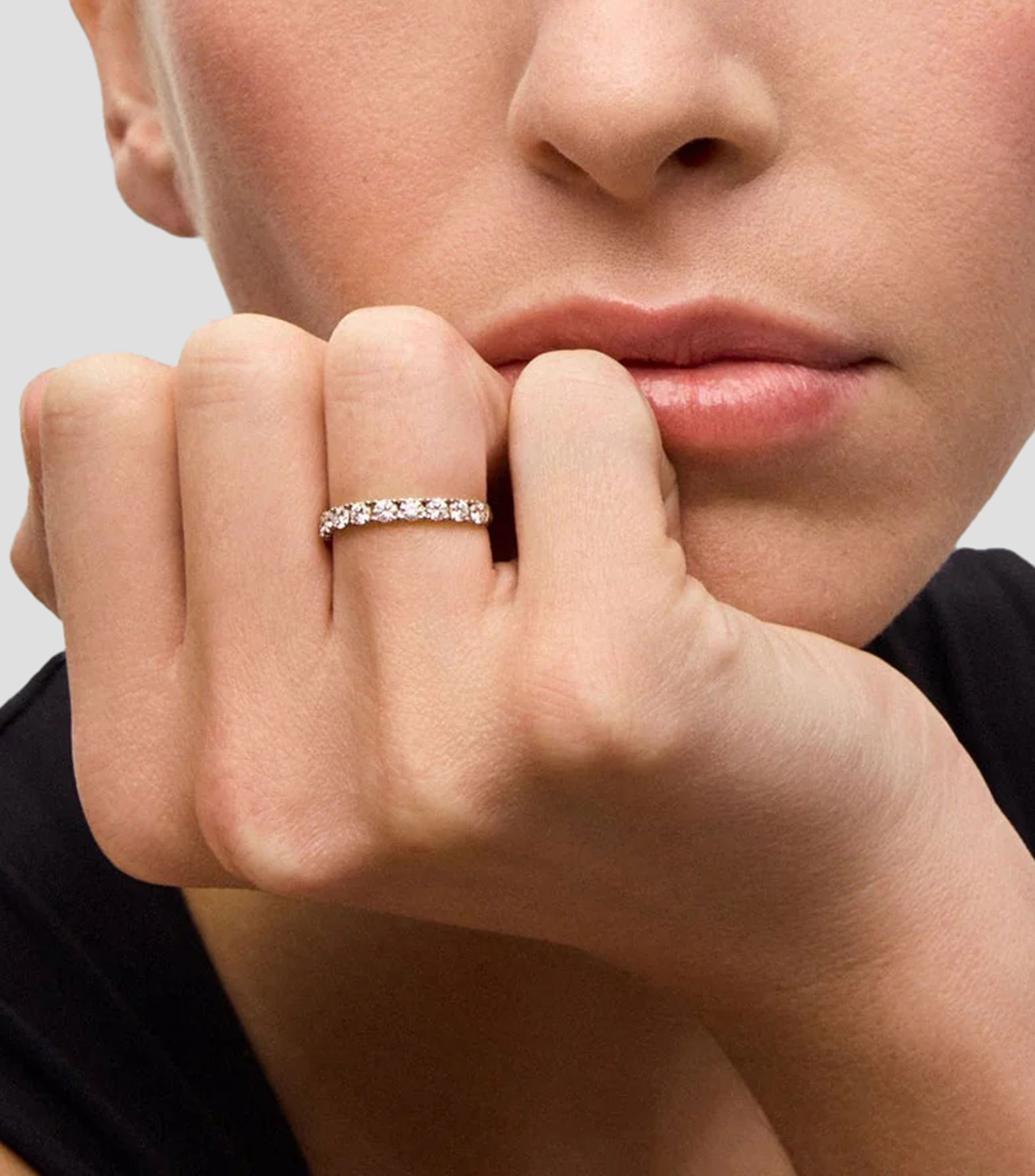 Anillo Alianza en oro blanco de 18 kilates Big Three con diamantes Mujer