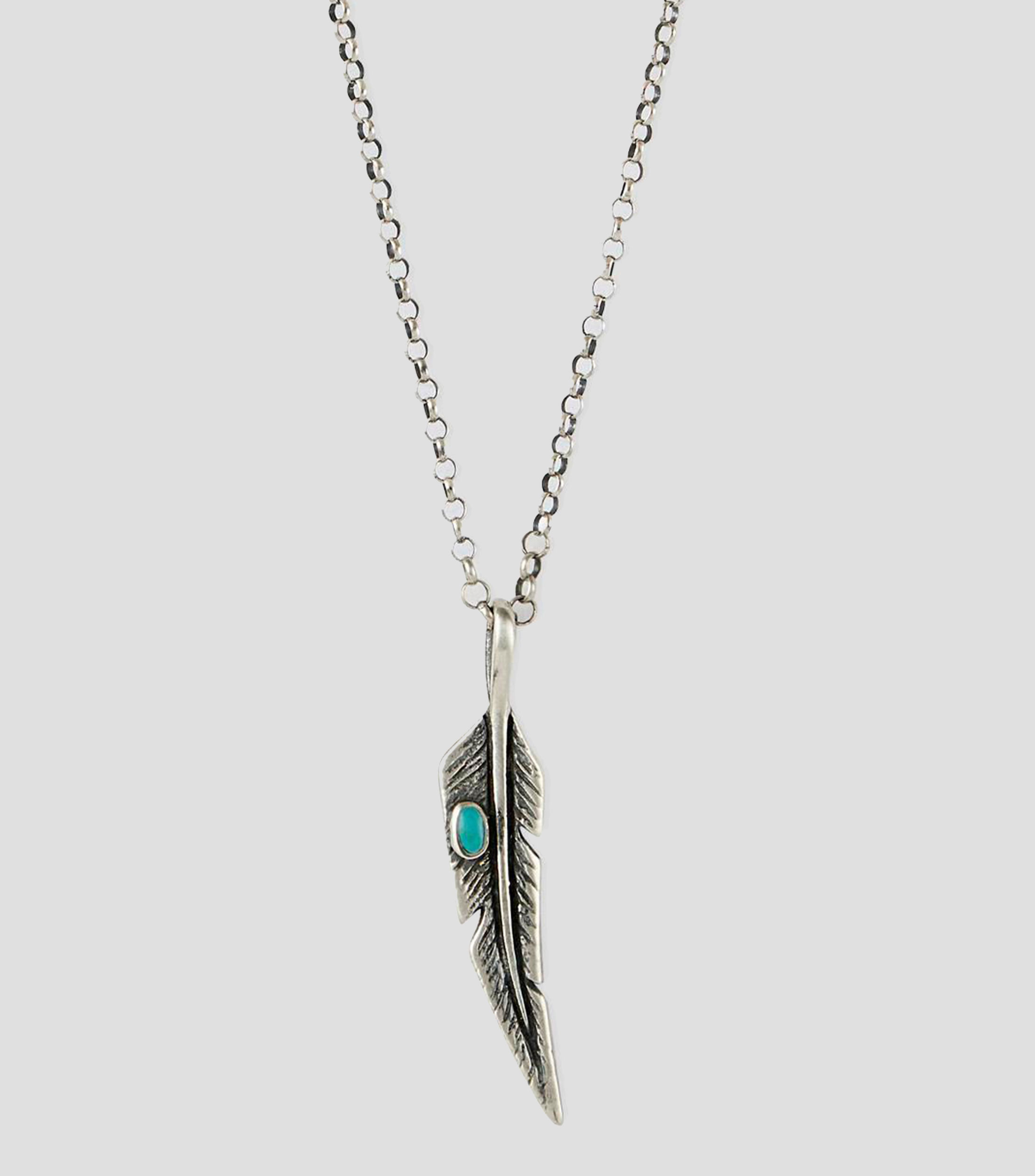 Collar en plata .925 pluma turquesa Unisex