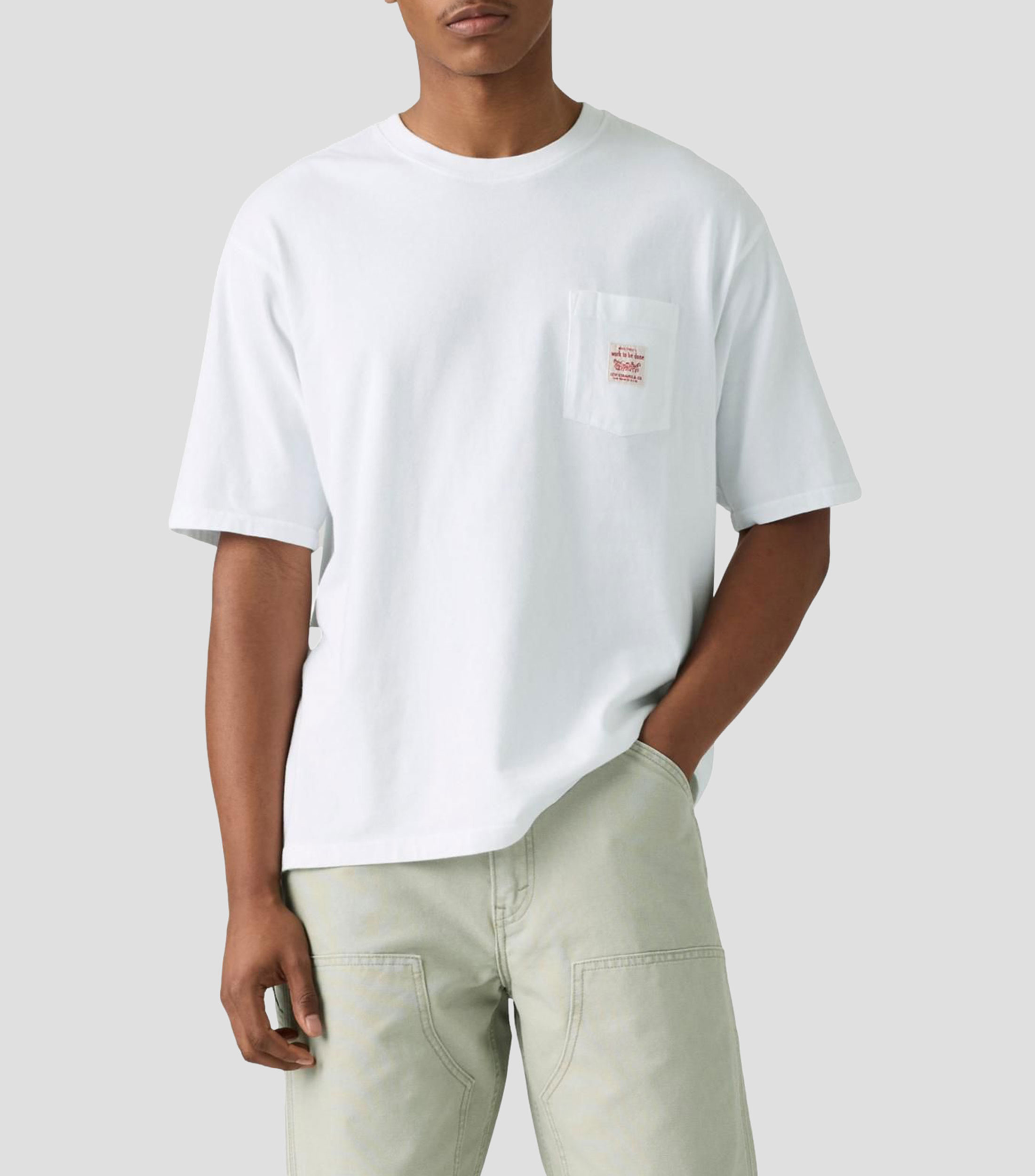 Playera de cuello redondo con manga corta lisa Hombre