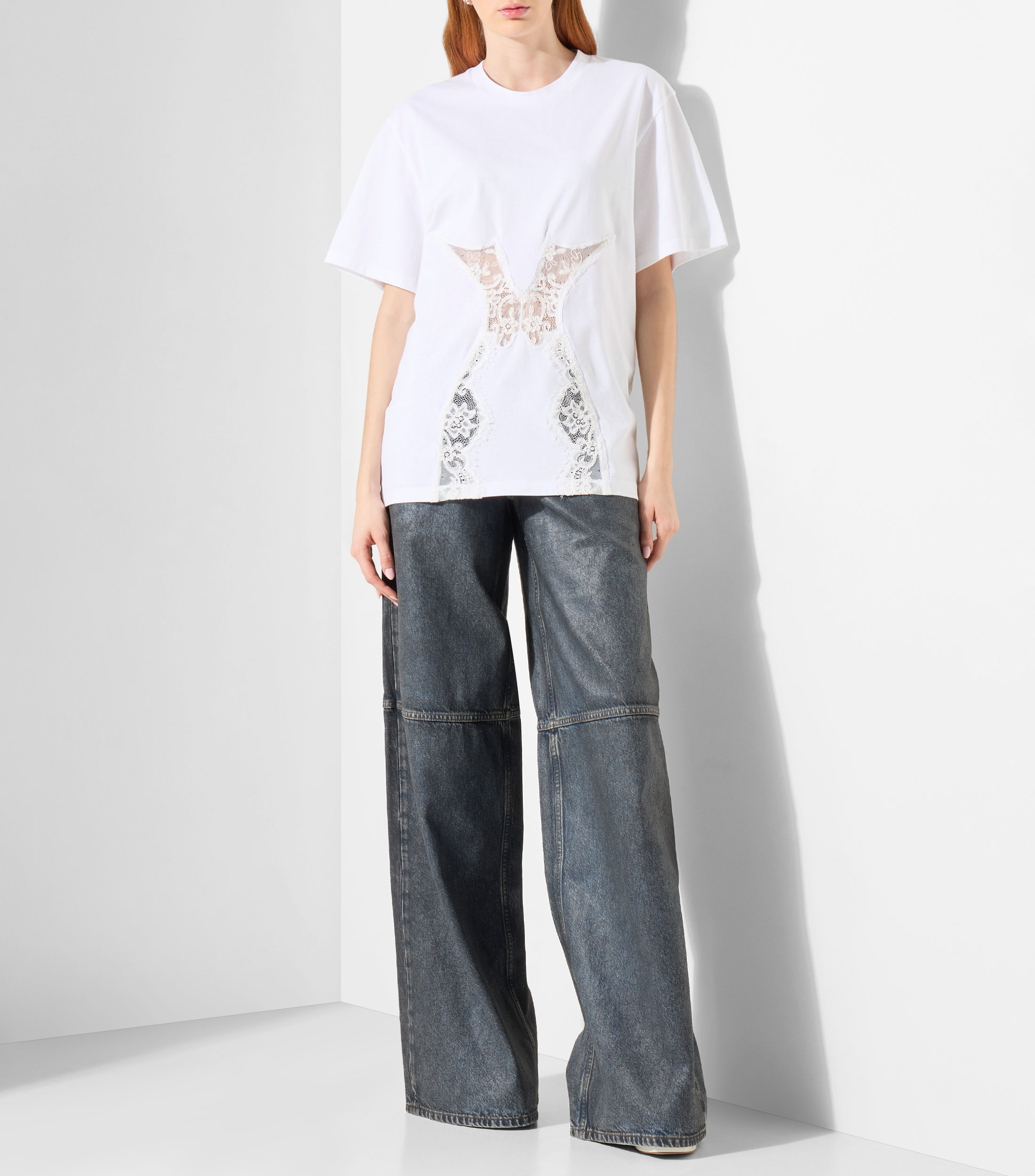 Playera de cuello redondo con manga corta lisa Mujer