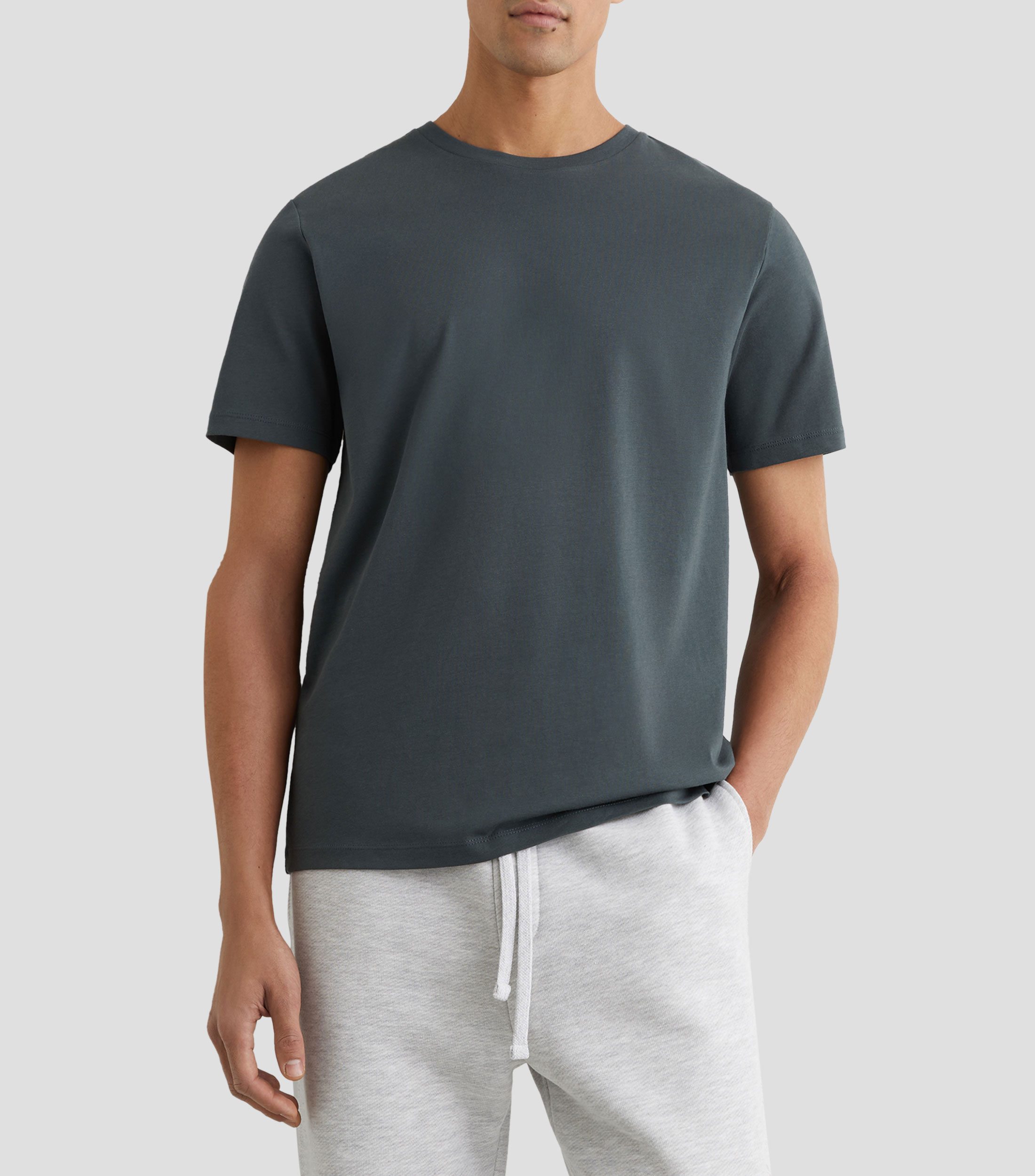 Playera de cuello redondo con manga corta lisa Hombre