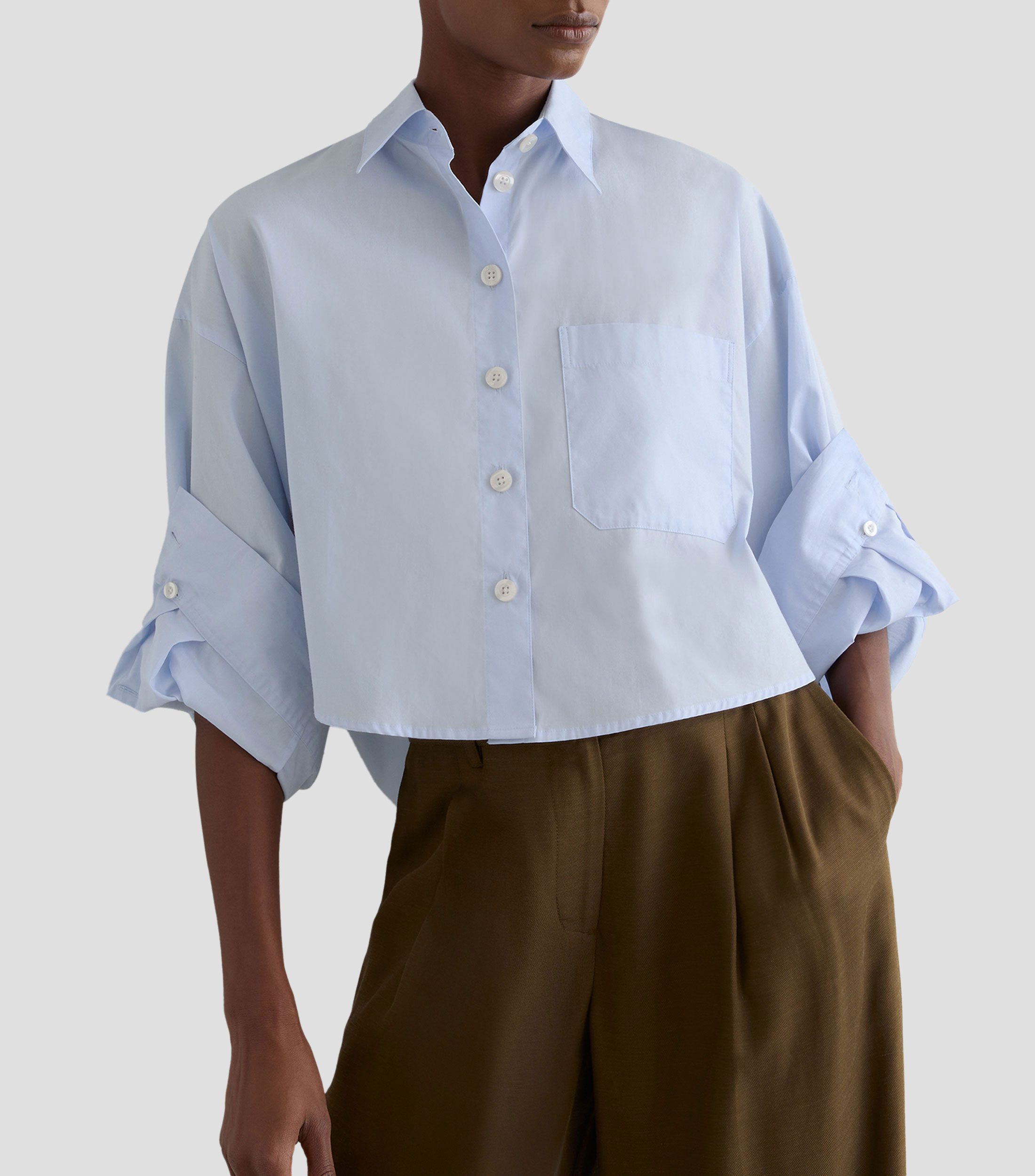 Camisa lisa de manga larga Mujer