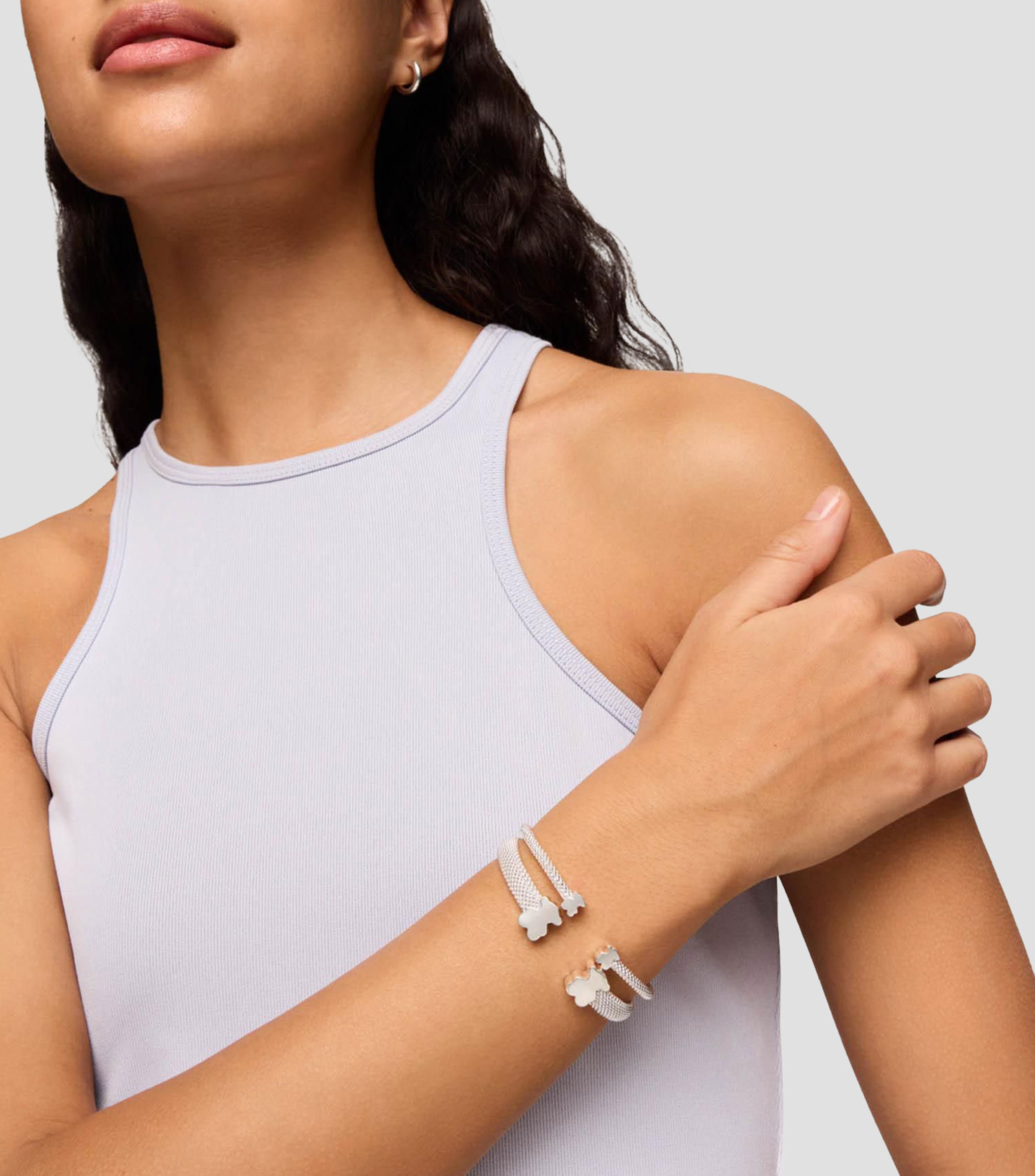Pulsera en plata Icon Mesh con motivo de oso Mujer