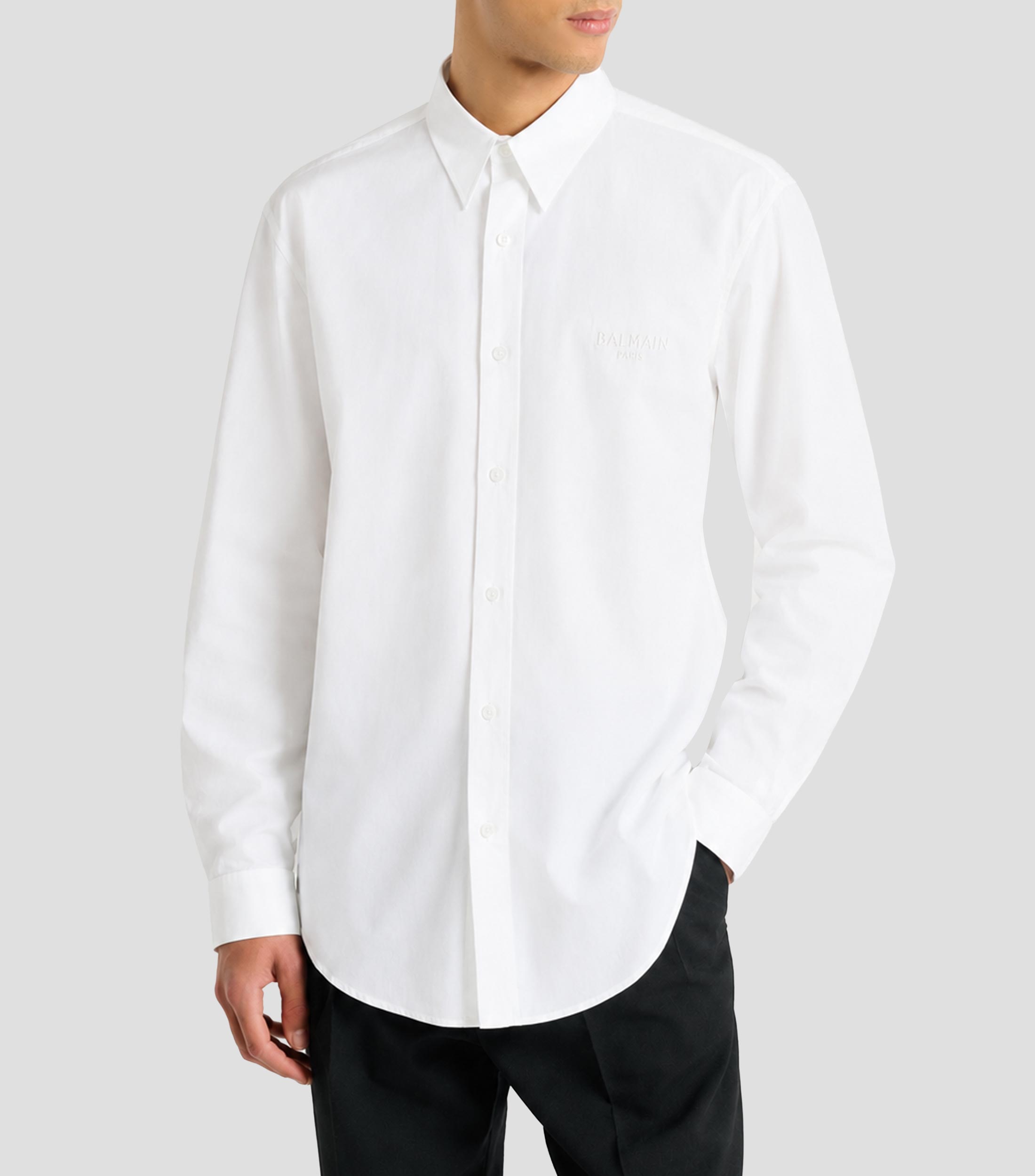 Camisa lisa manga larga Hombre