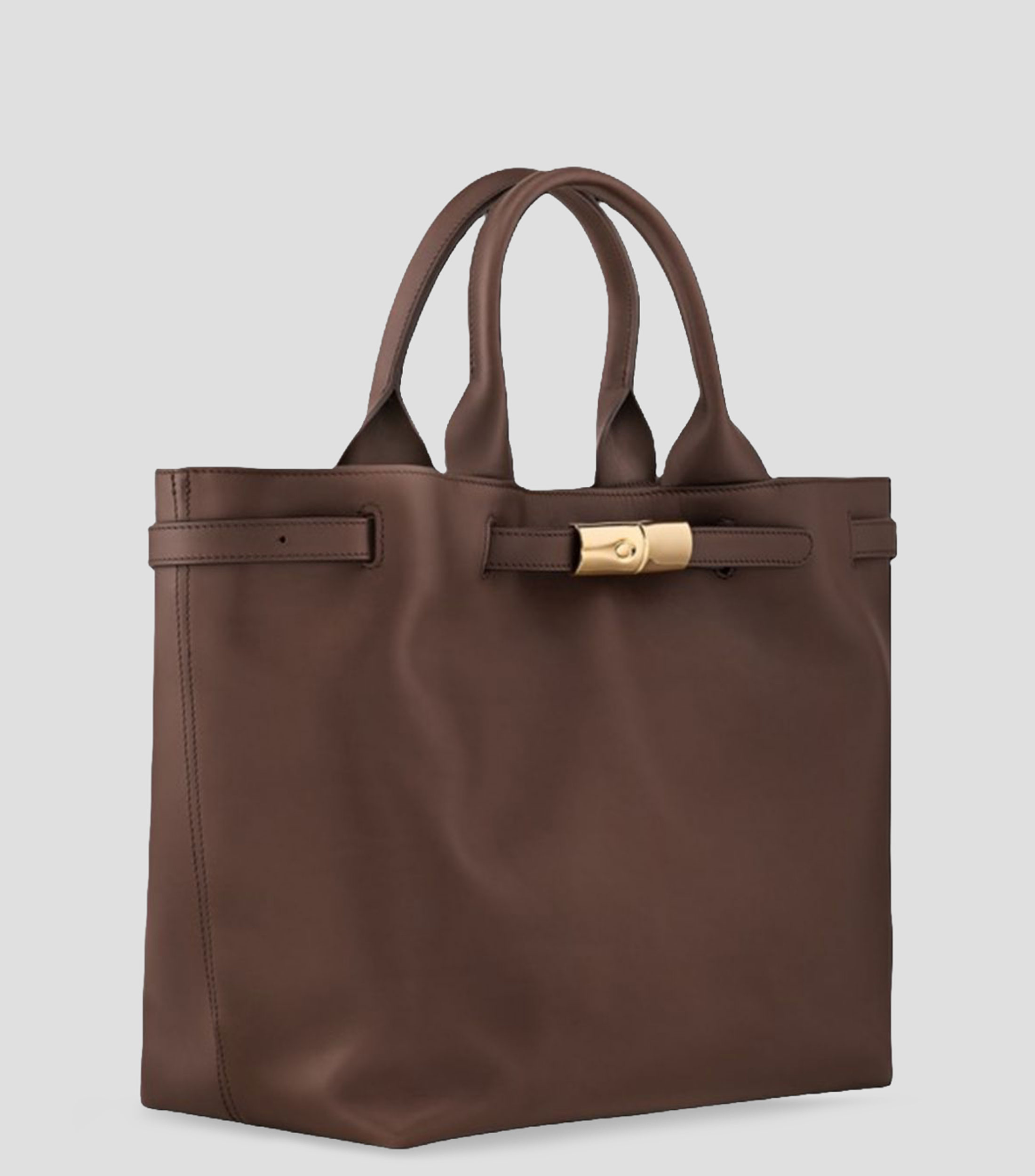 Bolsa tote en cuero de becerro lisa Mujer
