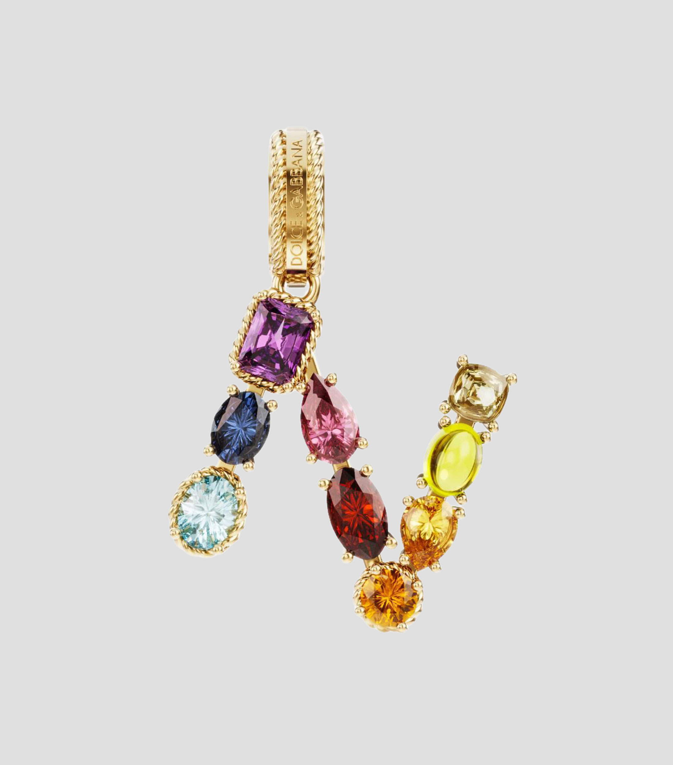 Charm Mini Letra N en Oro de 18 Kilates con gemas naturales Mujer