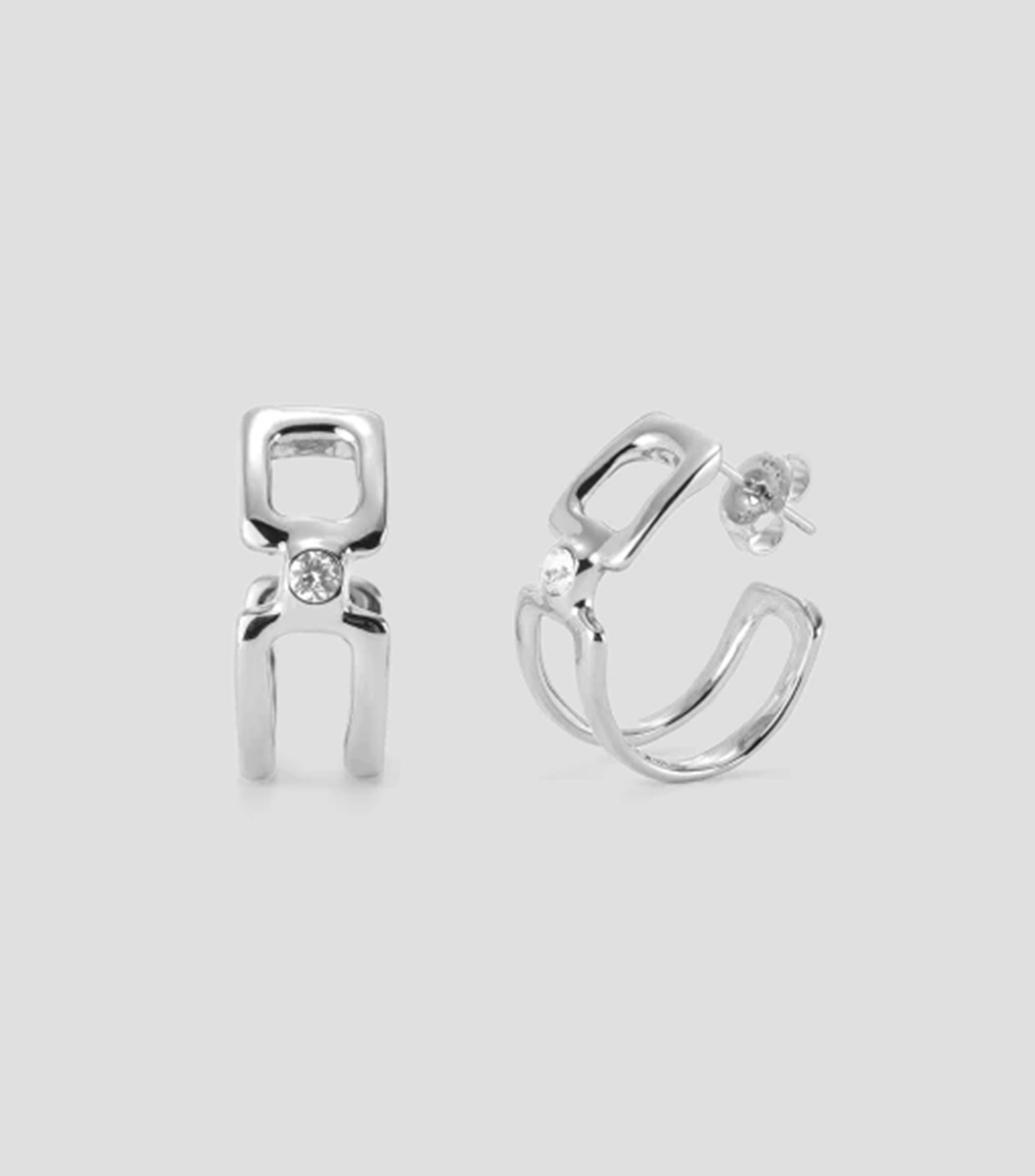 Pendientes aro doble con topacio Mujer