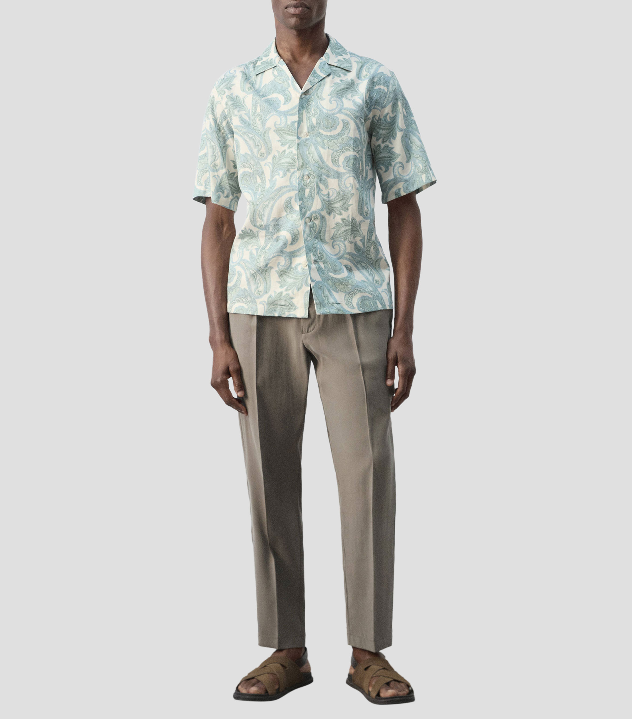 Camisa manga corta con estampado Hombre