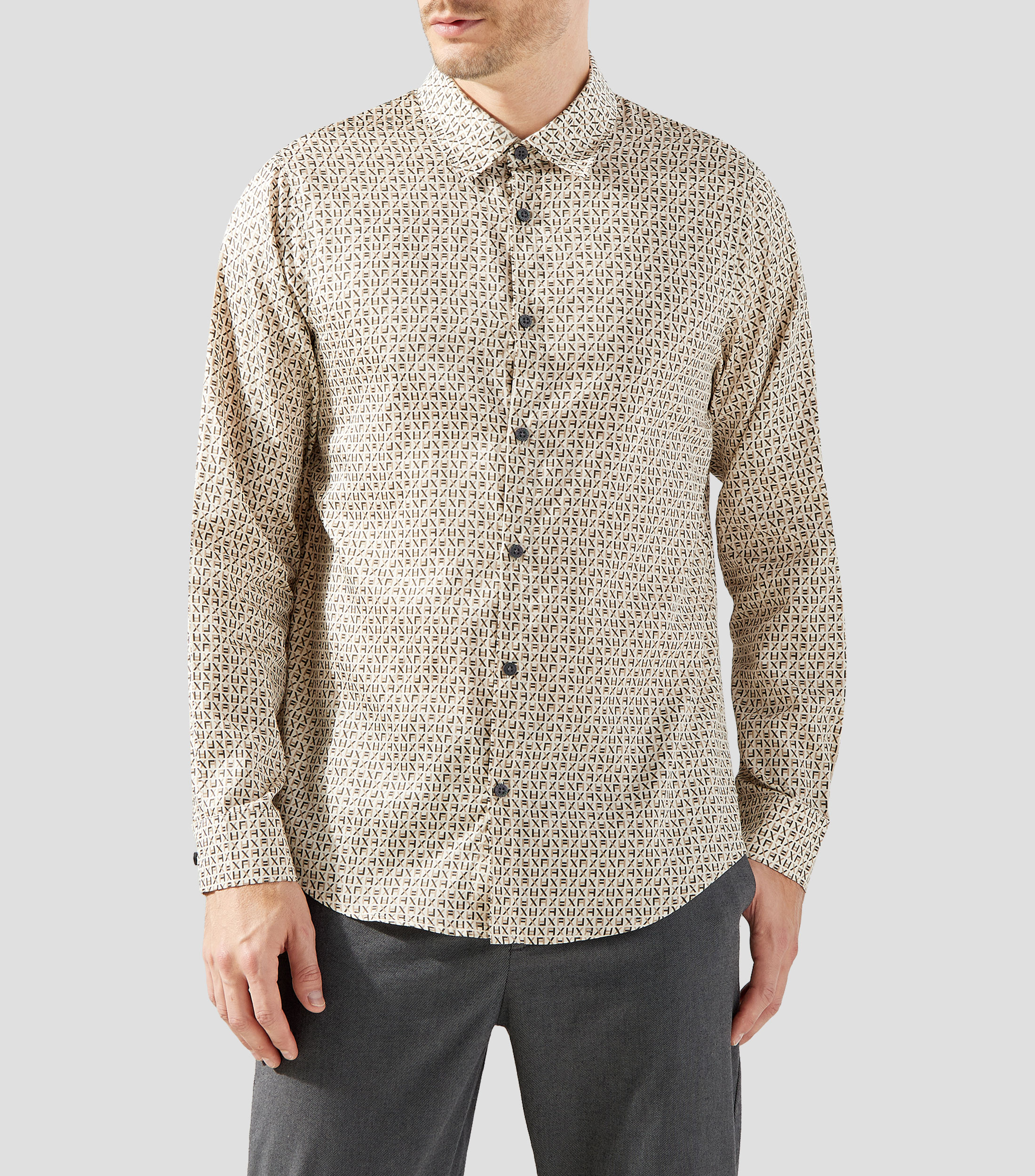 Camisa estampada manga larga Hombre