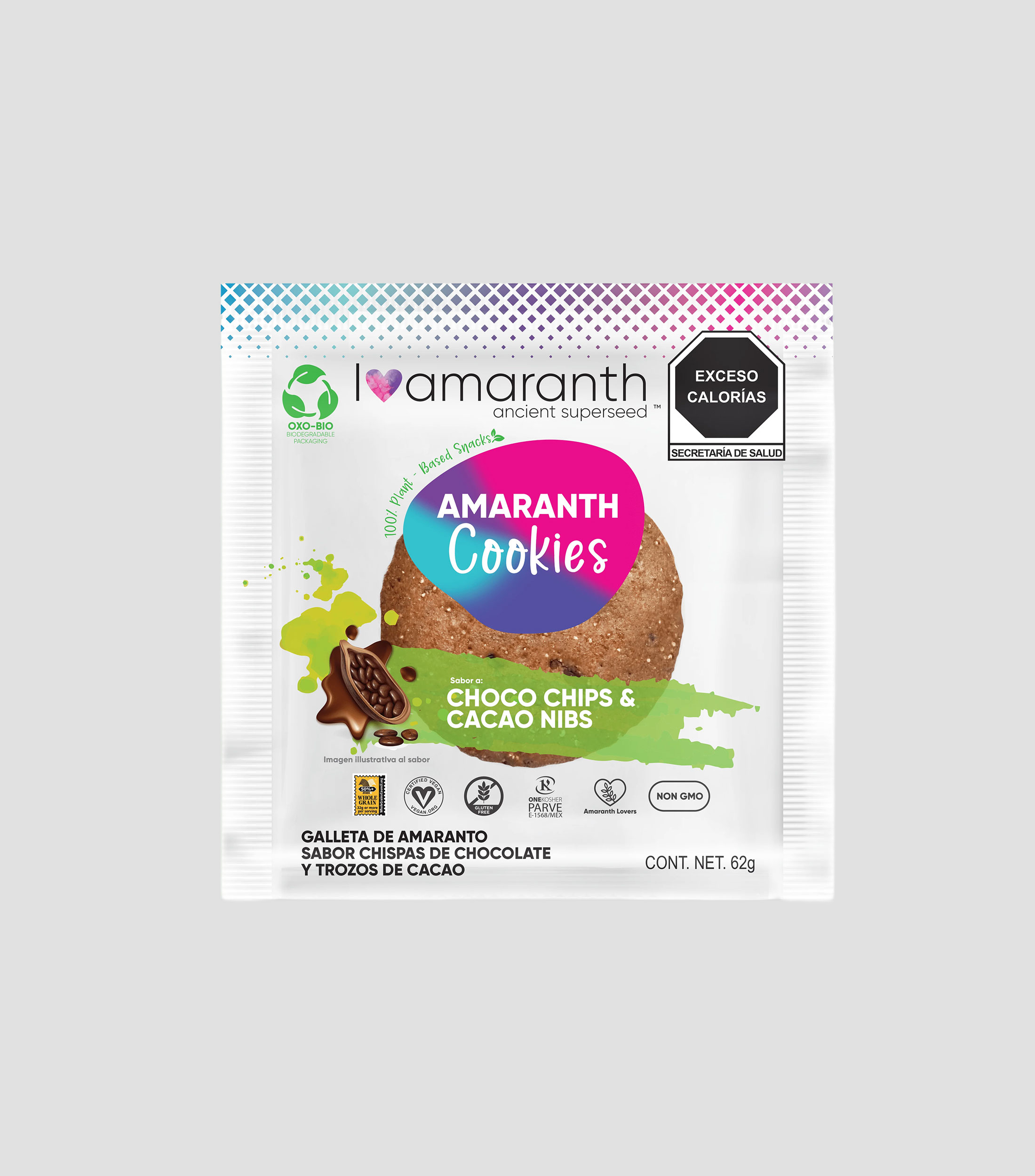 Galleta Choco Chips Cacao Nibs, 62 gr