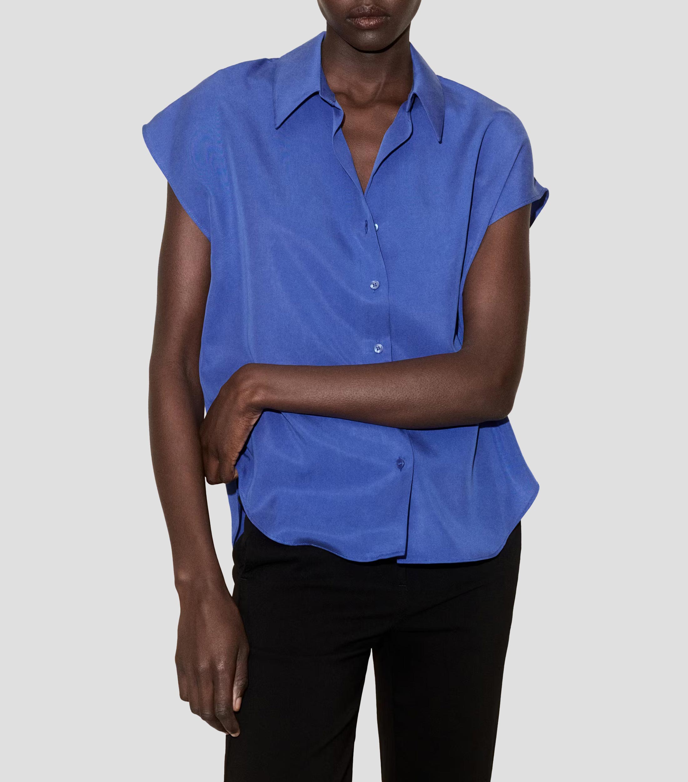 Camisa lisa manga corta Mujer