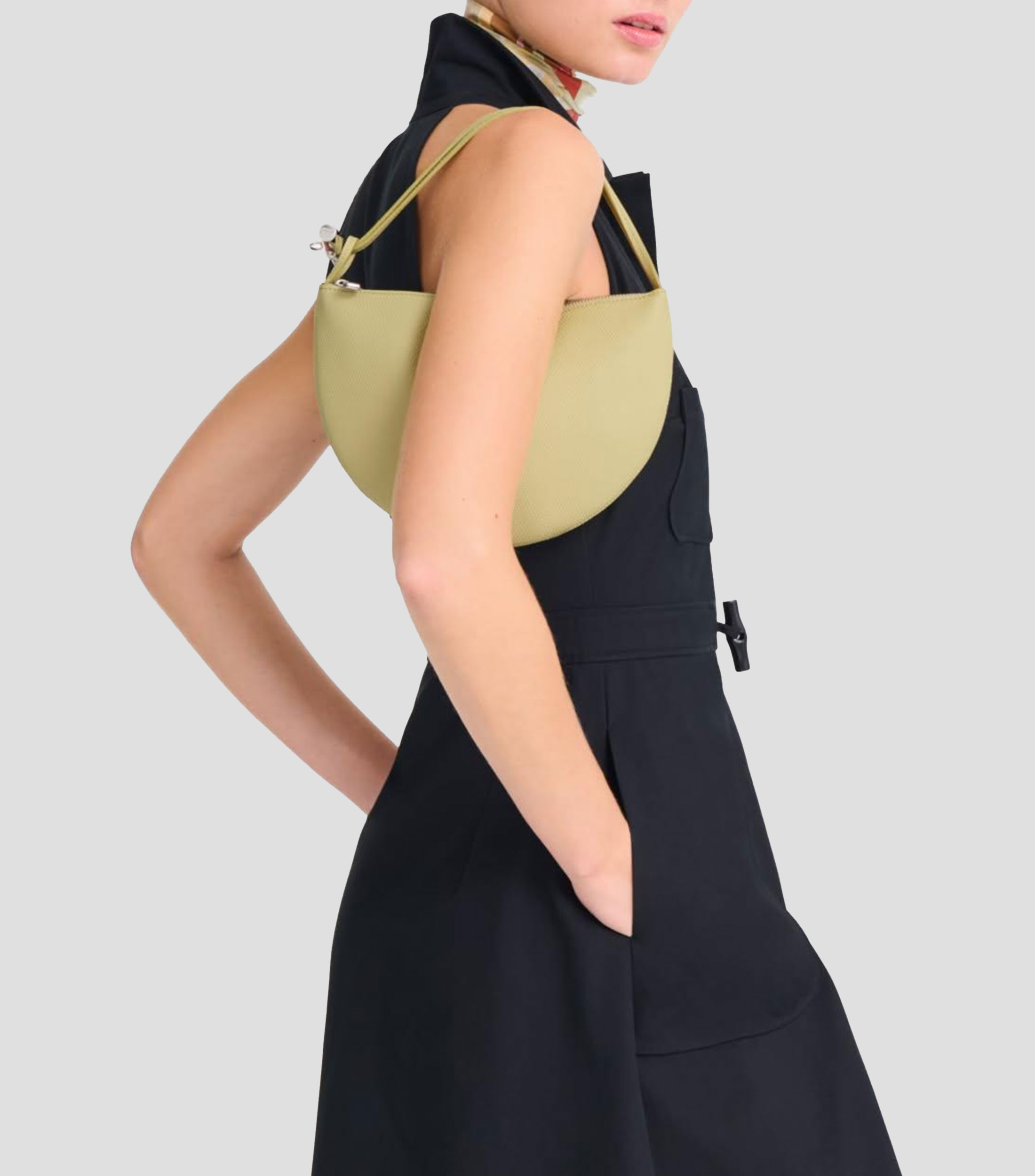 Bolsa clutch Le Roseau en piel verde lisa Mujer