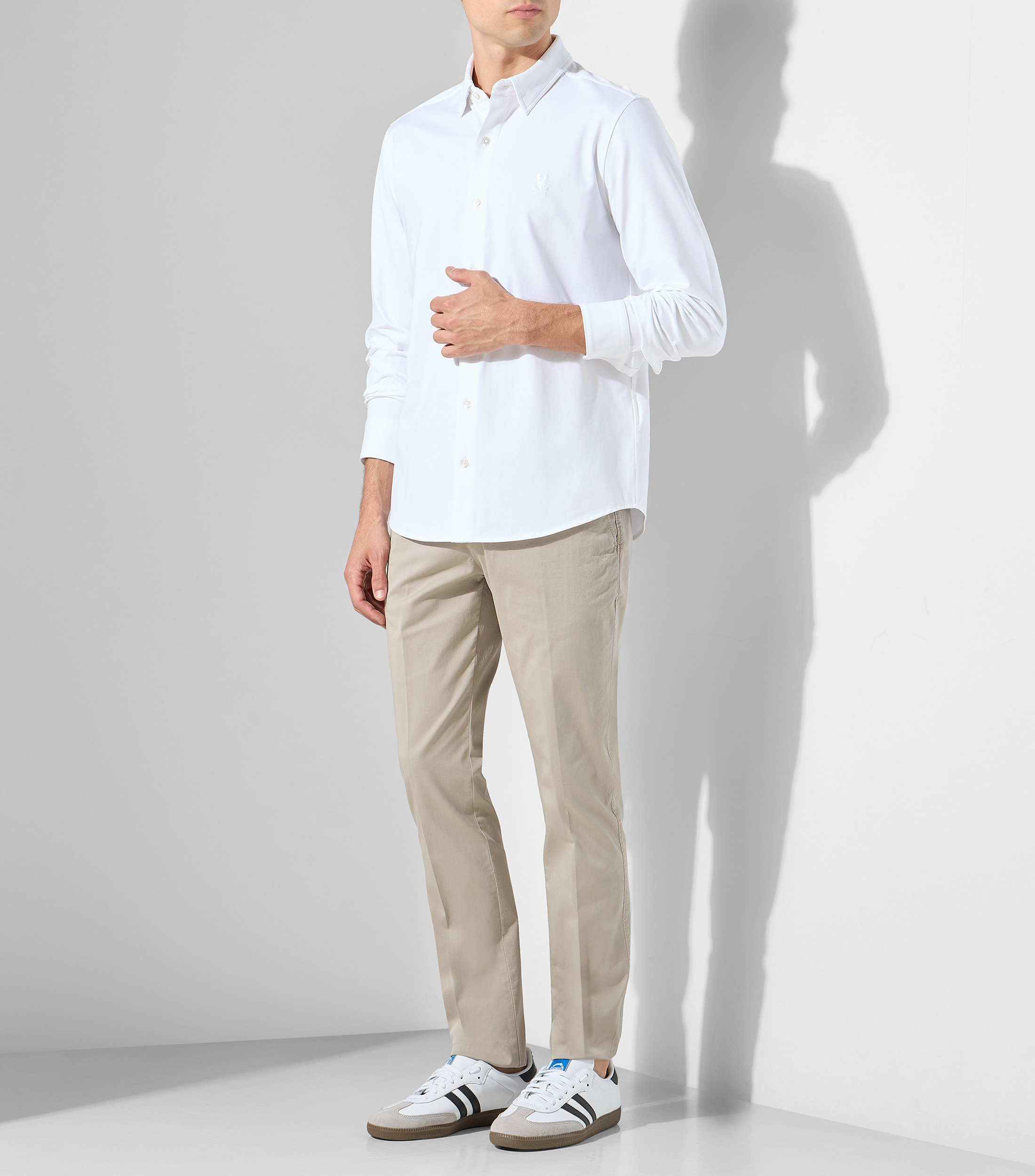 Camisa liso manga larga Hombre