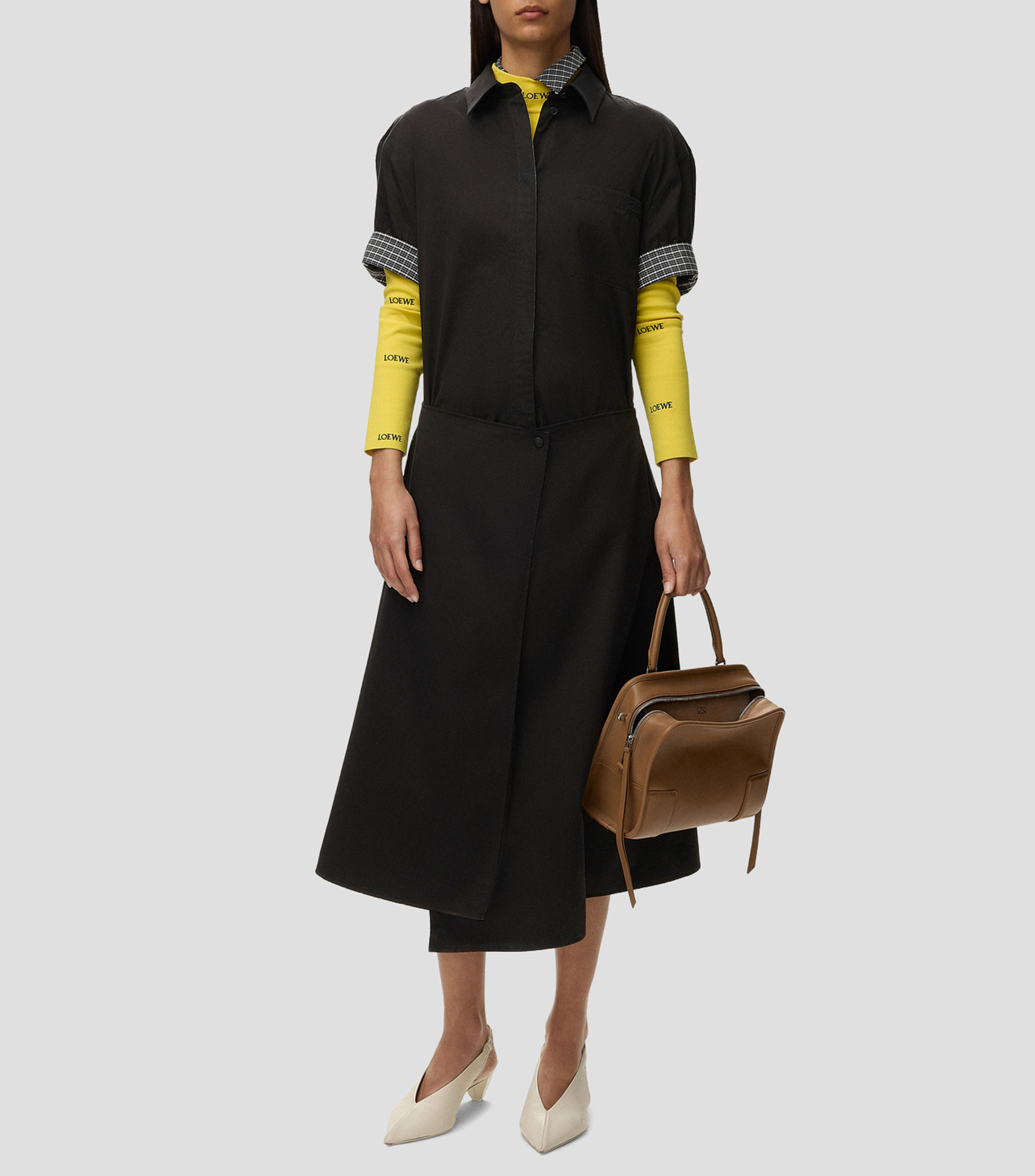 Vestido midi con diseño liso Mujer