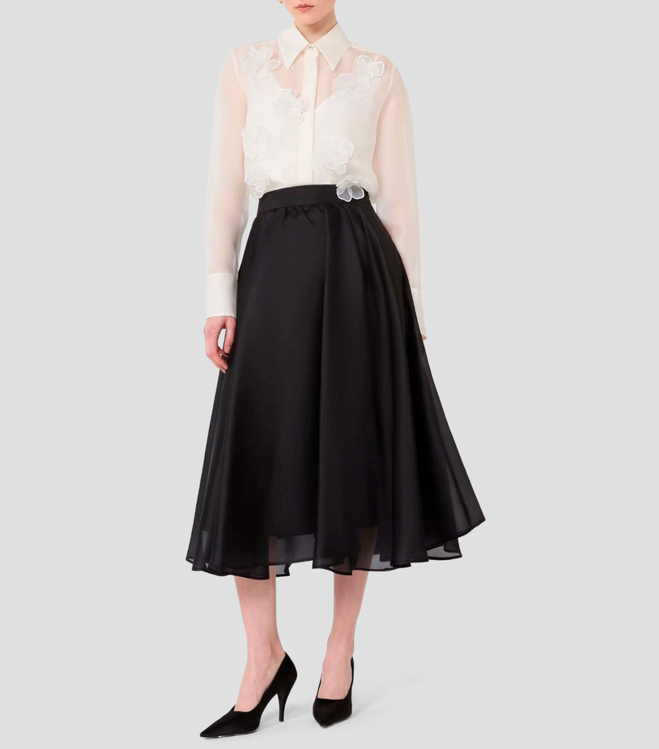Falda midi de corte A lisa Mujer