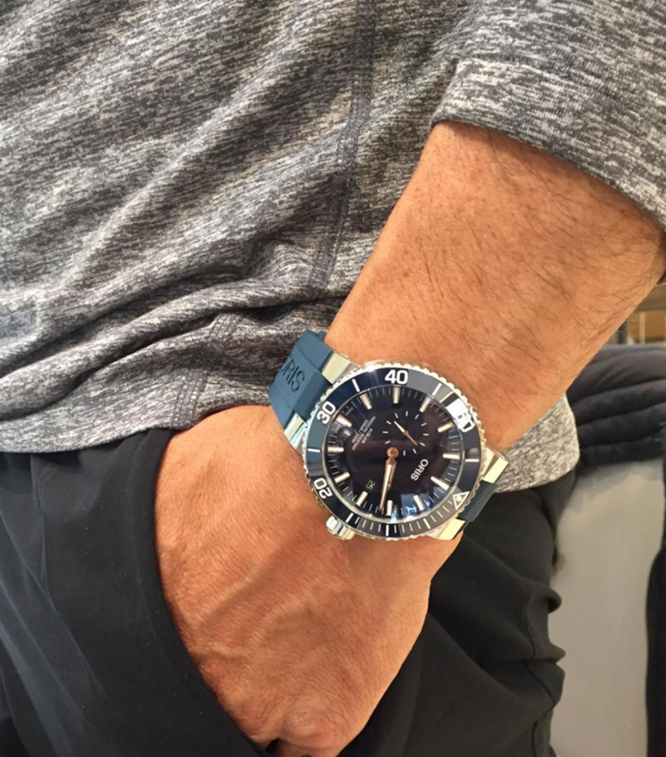 Reloj para hombre Aquis casual plateado, azul
