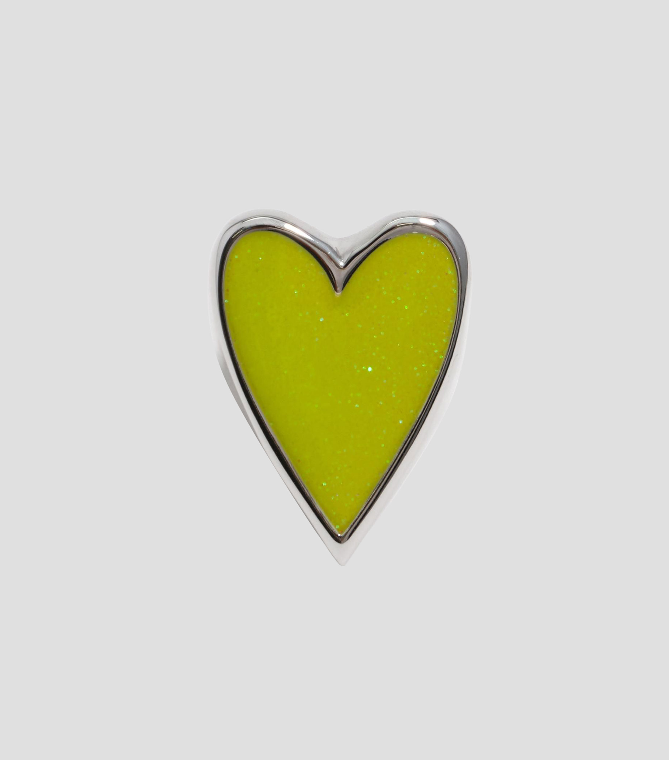 Anillo corazón glitter lima y plateado Mujer